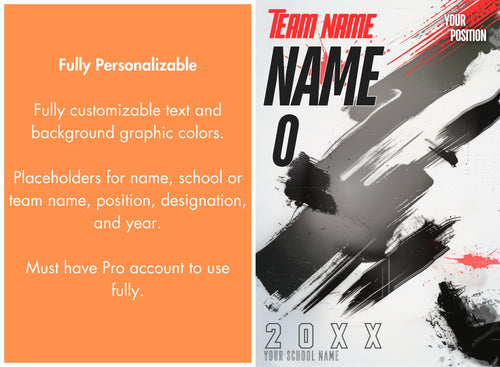 All Sports Poster Template | Editable inside of Canva | 2:3 | Paint Style, Senior Banner, Player Card, Memory Mate