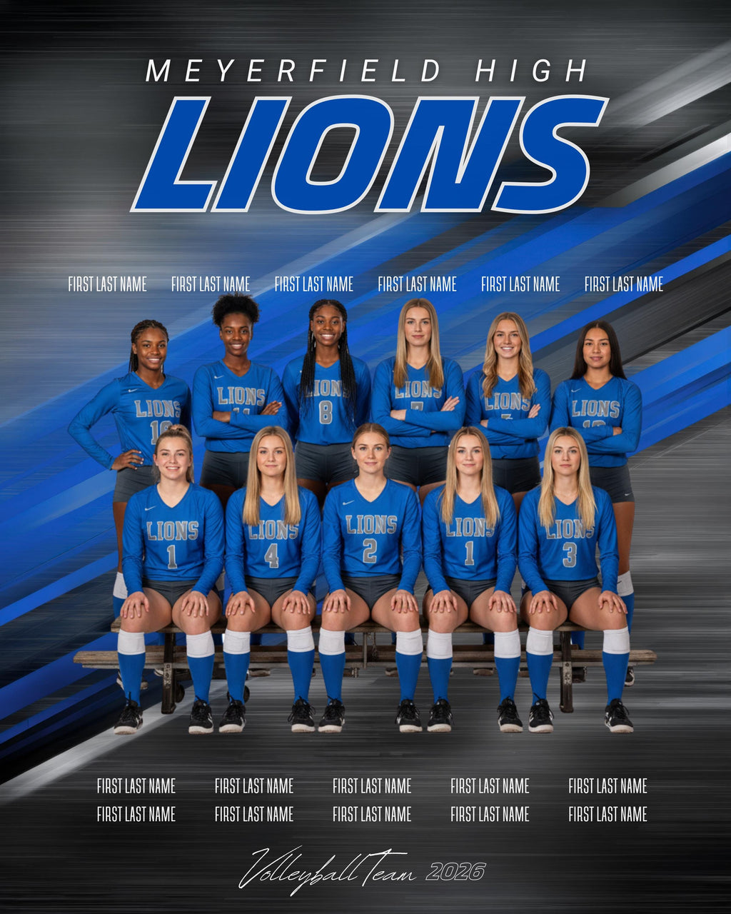 Color Streaks All Sports Team Poster Template | Editable in Canva | 4:5