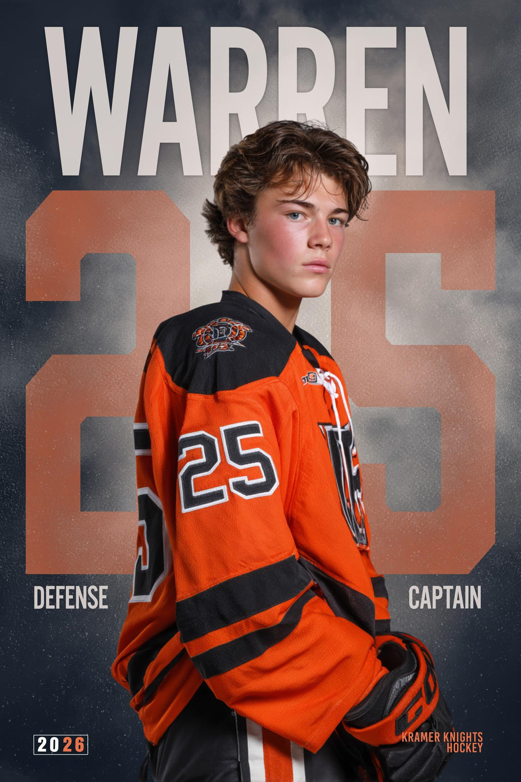 Oversized Number Hockey Poster Template | Editable in Photoshop | 2:3