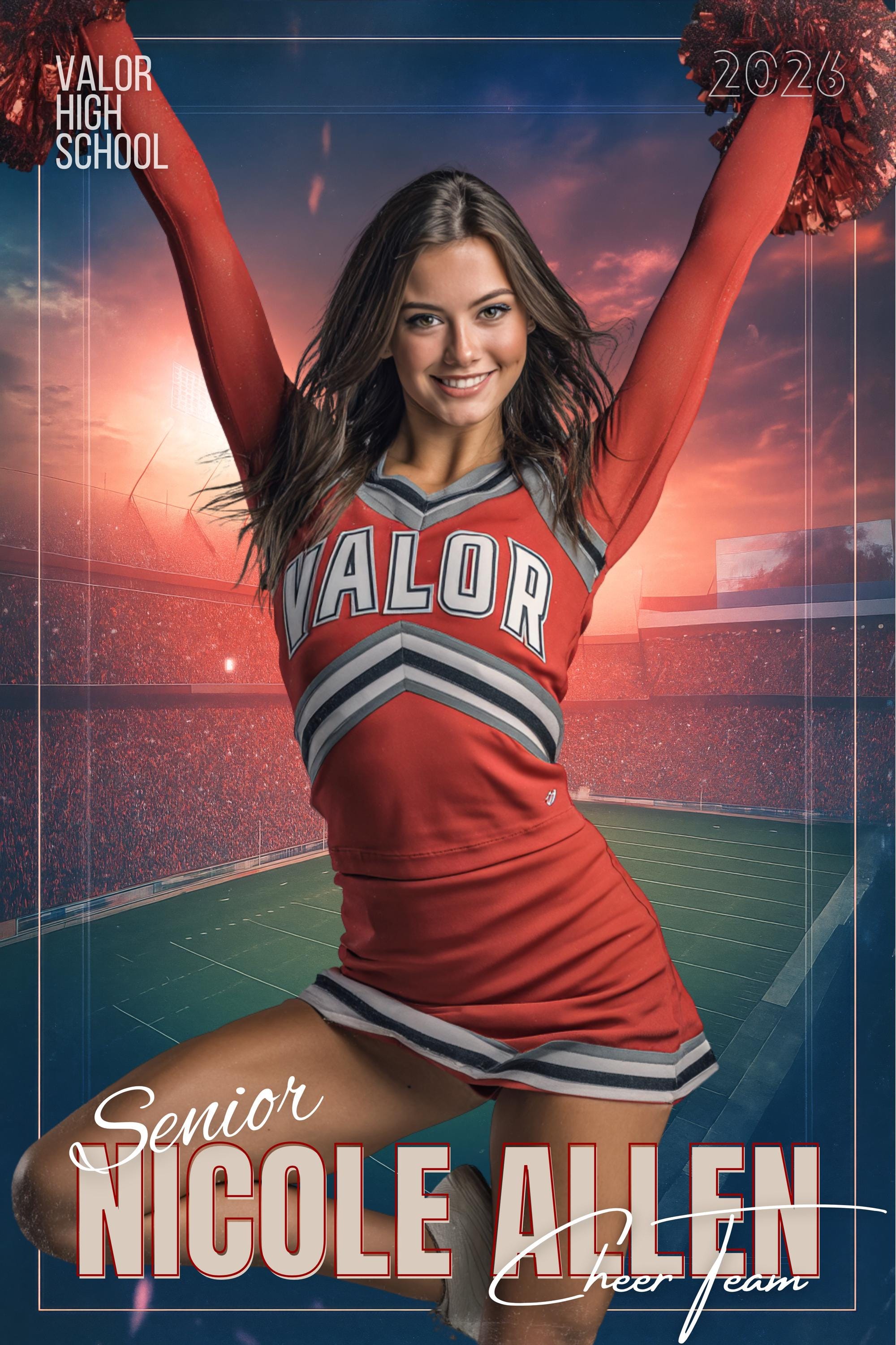 Sunset Stadium Cheer Poster Template | Editable in Canva | 2:3