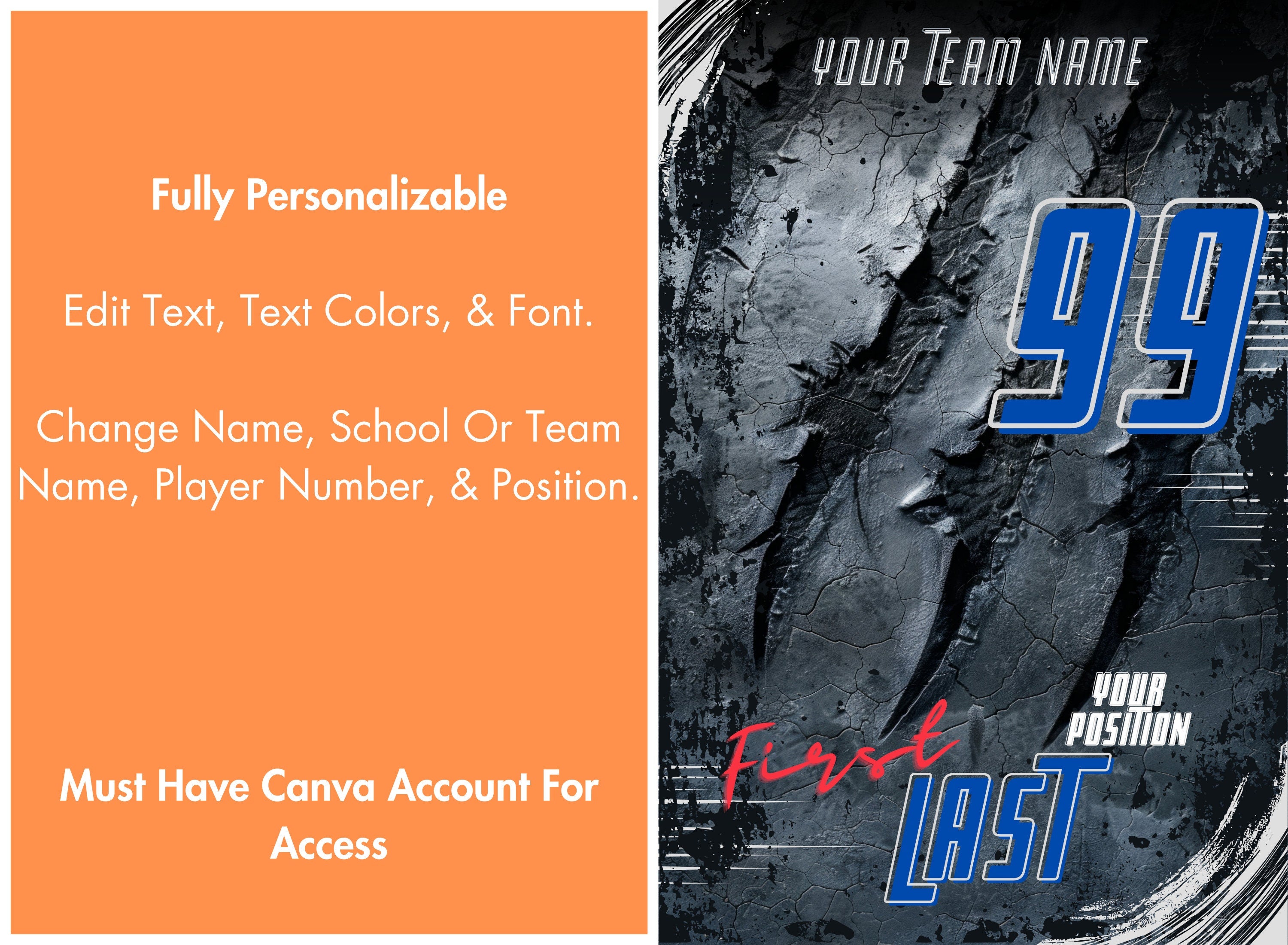 Jagged Claw Marks Football Poster Template | Editable in Canva | 2:3
