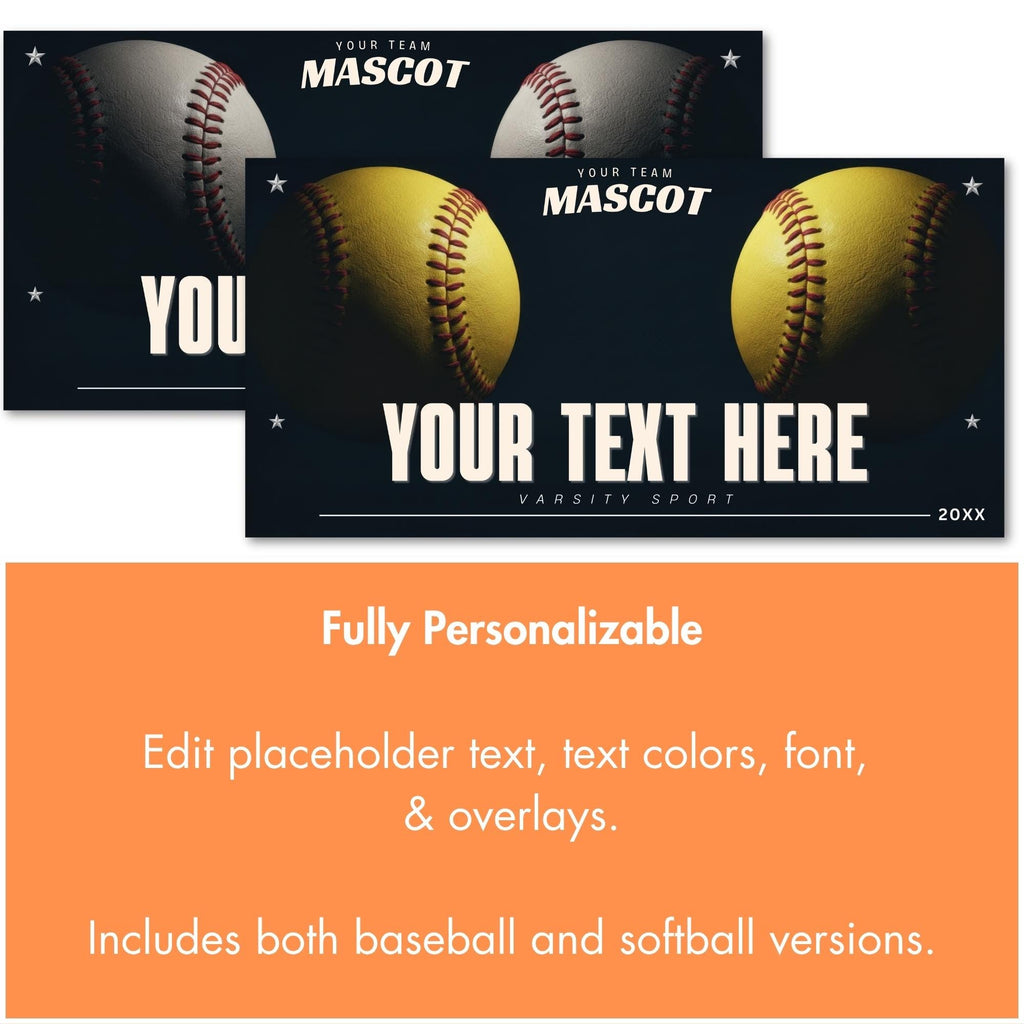 Baseball & Softball Team Banner Template | Editable in Canva | 2:1