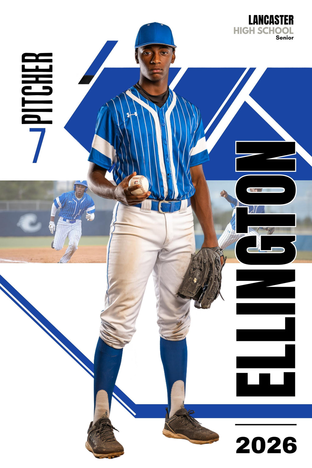 Action Shot Backdrop Baseball Poster Template | Editable in Canva | 2:3