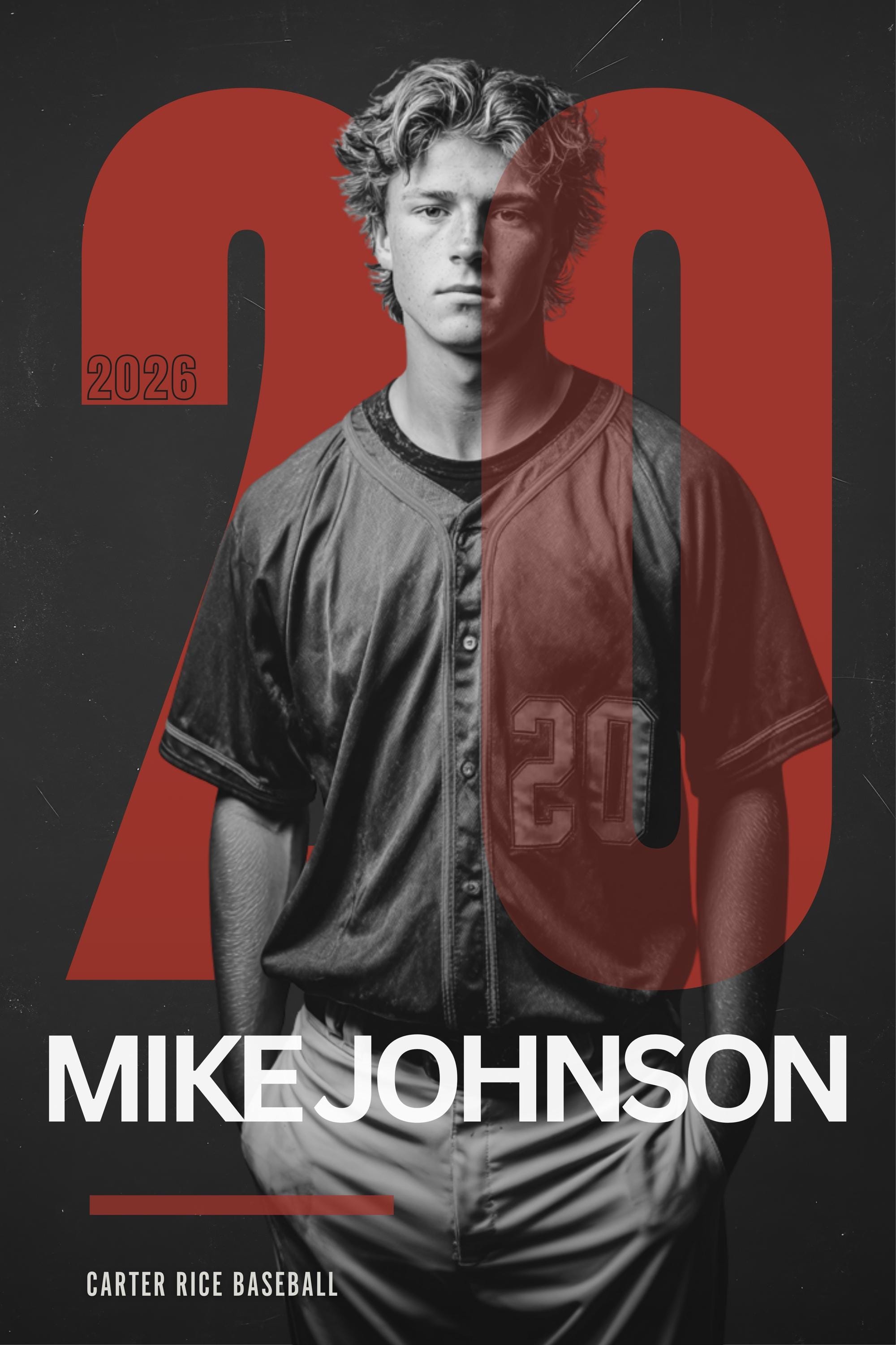 Big Number Editorial-Style Baseball Poster Template | Editable in Canva | 2:3