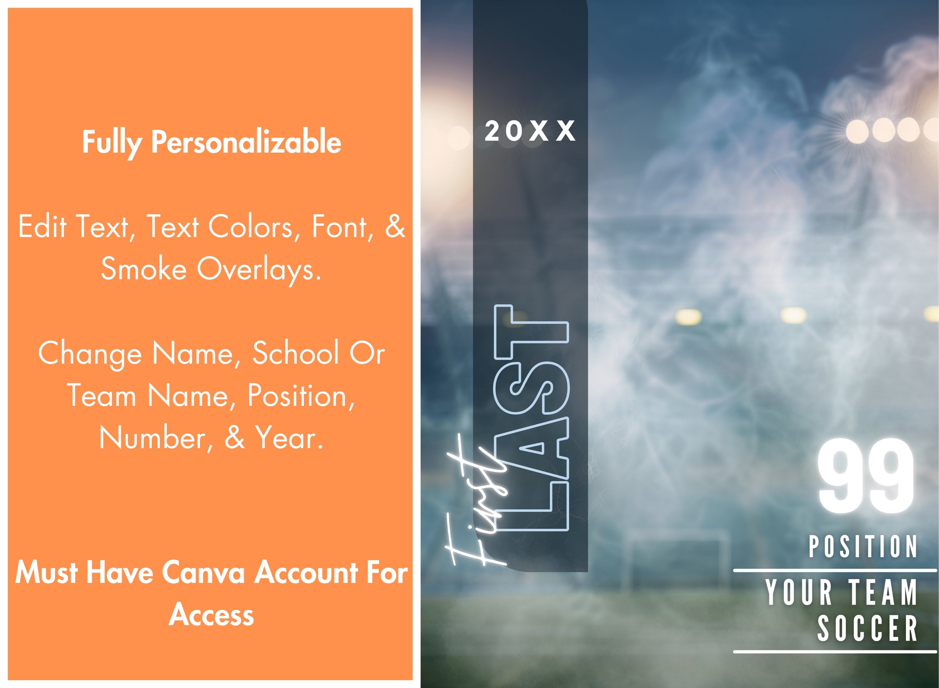 Soccer Poster Template | Editable in Canva | 3:4 | Senior Banner, Player Poster, Memory Mate, Sports Design