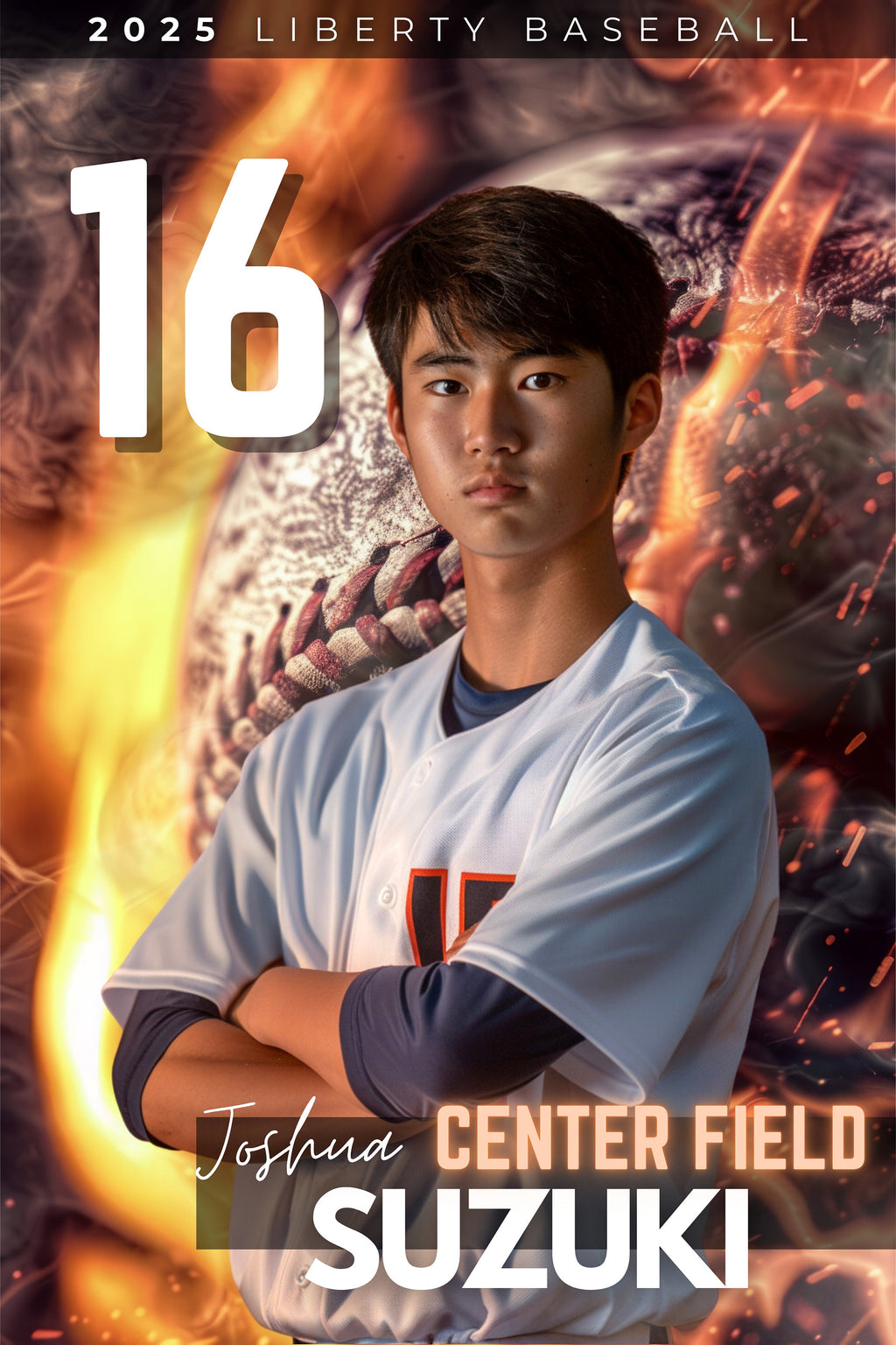 Fiery Baseball Poster Template | Editable in Canva | 2:3
