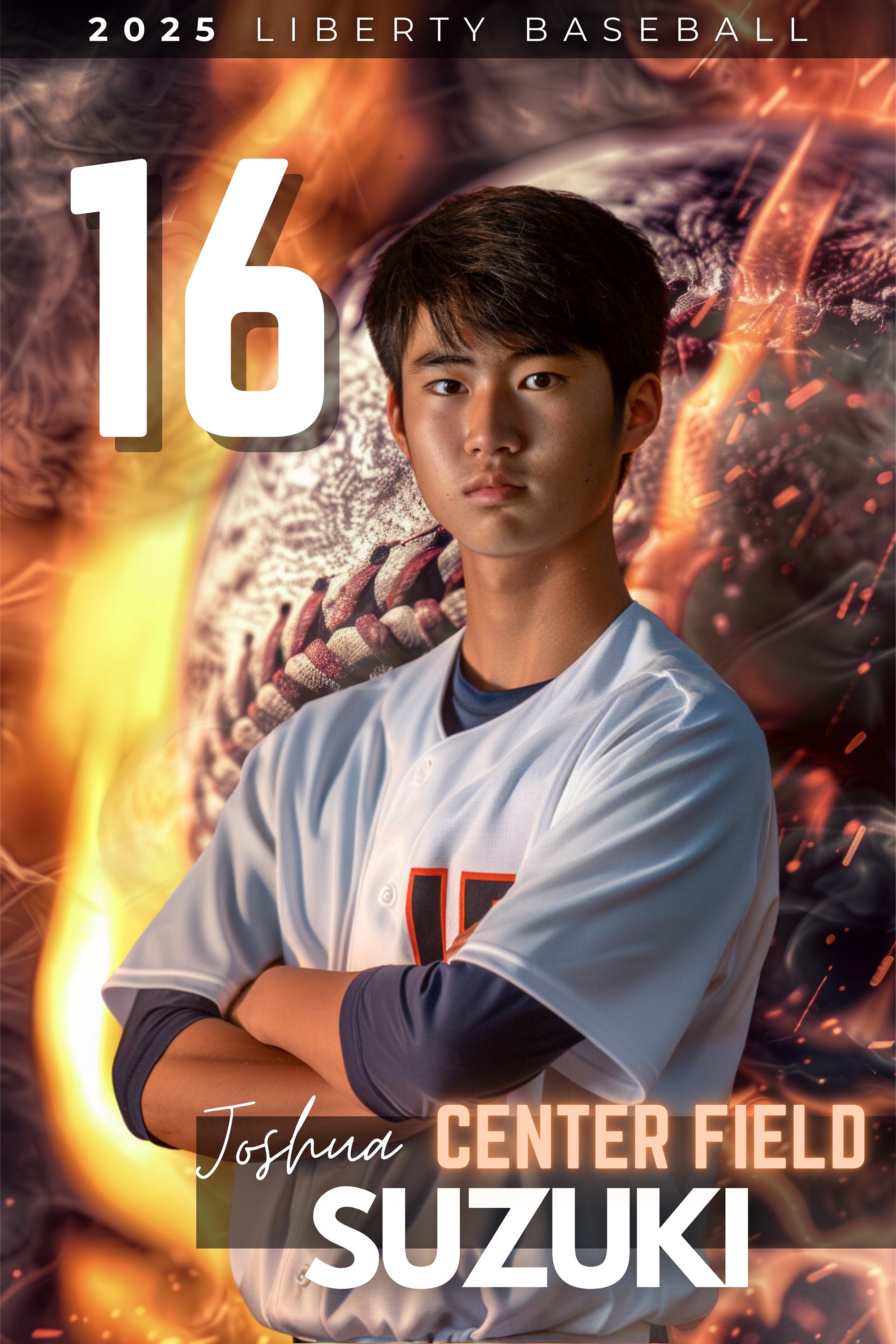 Fiery Baseball Poster Template | Editable in Canva | 2:3