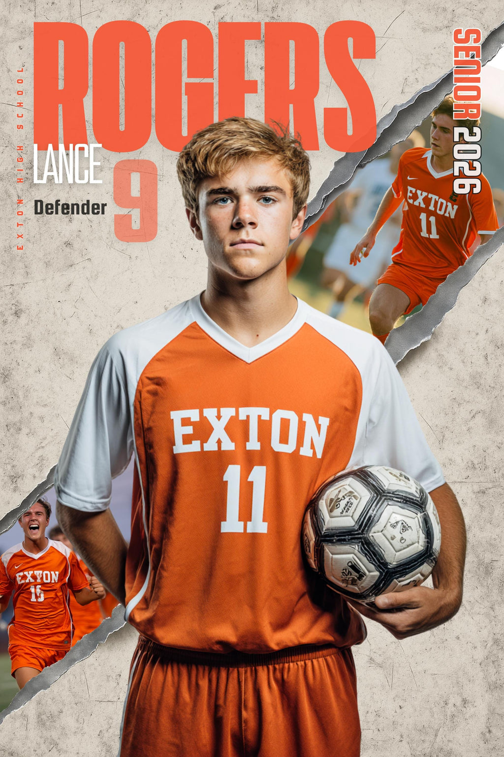 Torn Backdrop Soccer Poster Template | Editable in Canva | 2:3