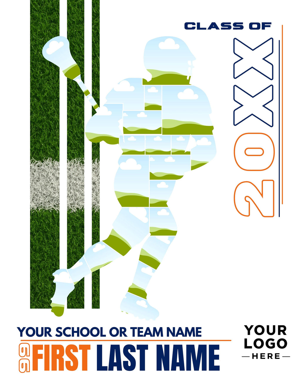 Lacrosse Photo Collage Template | Editable in Canva | 4:5 | Silhouette Style