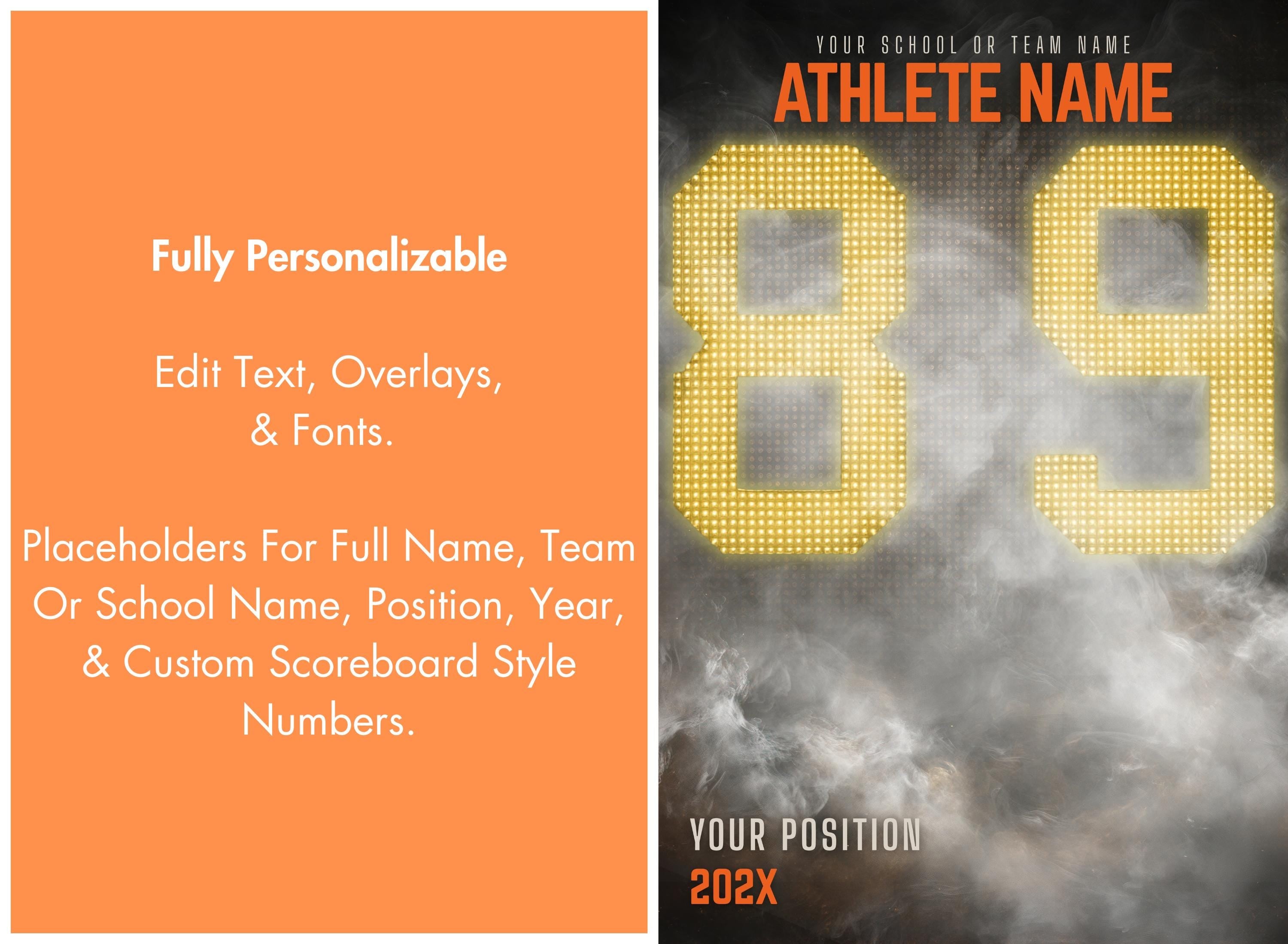 Scoreboard Numbers Football Poster Template | Editable in Canva | 2:3