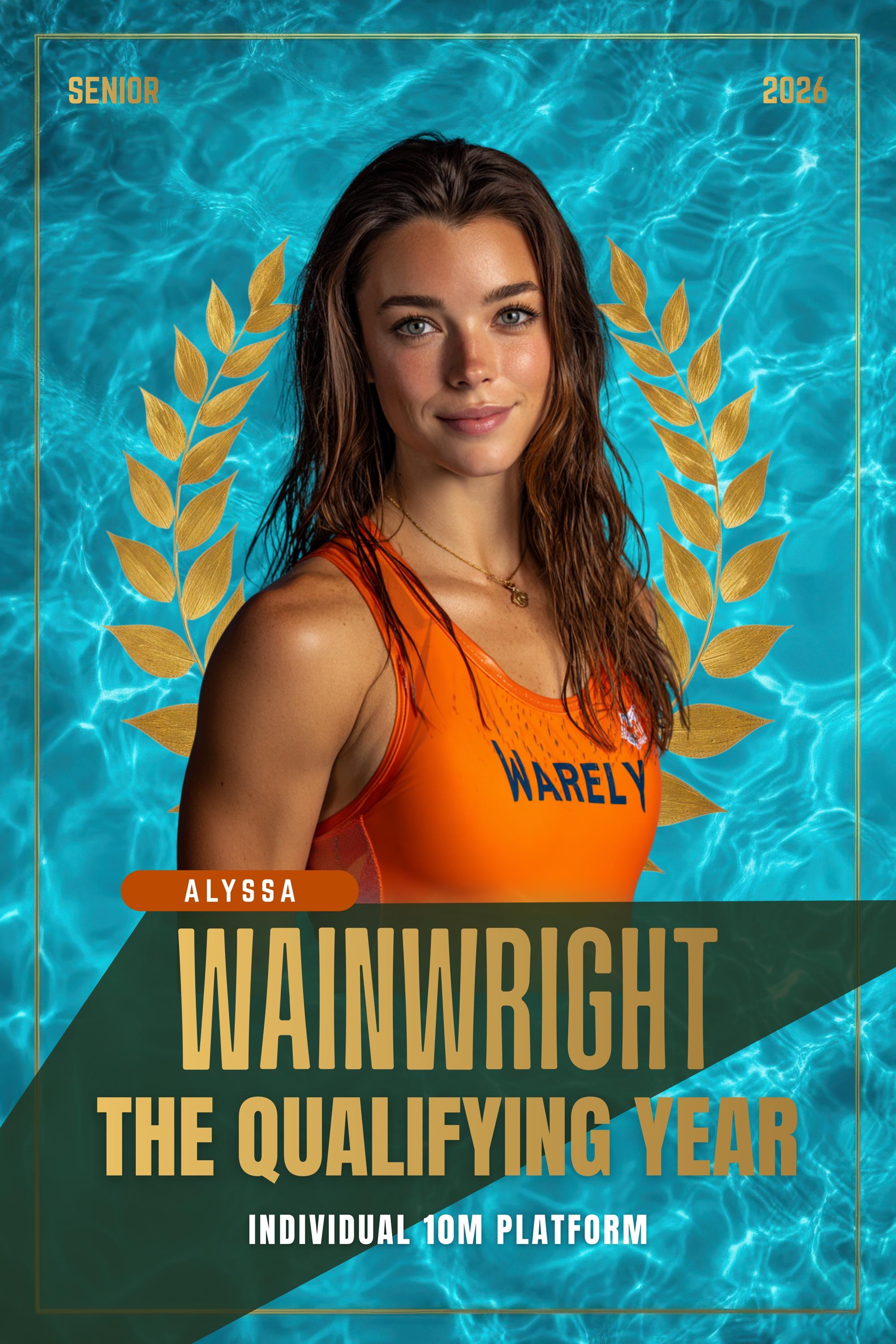 Golden Laurel Swimming Poster Template | Editable in Canva | 2:3