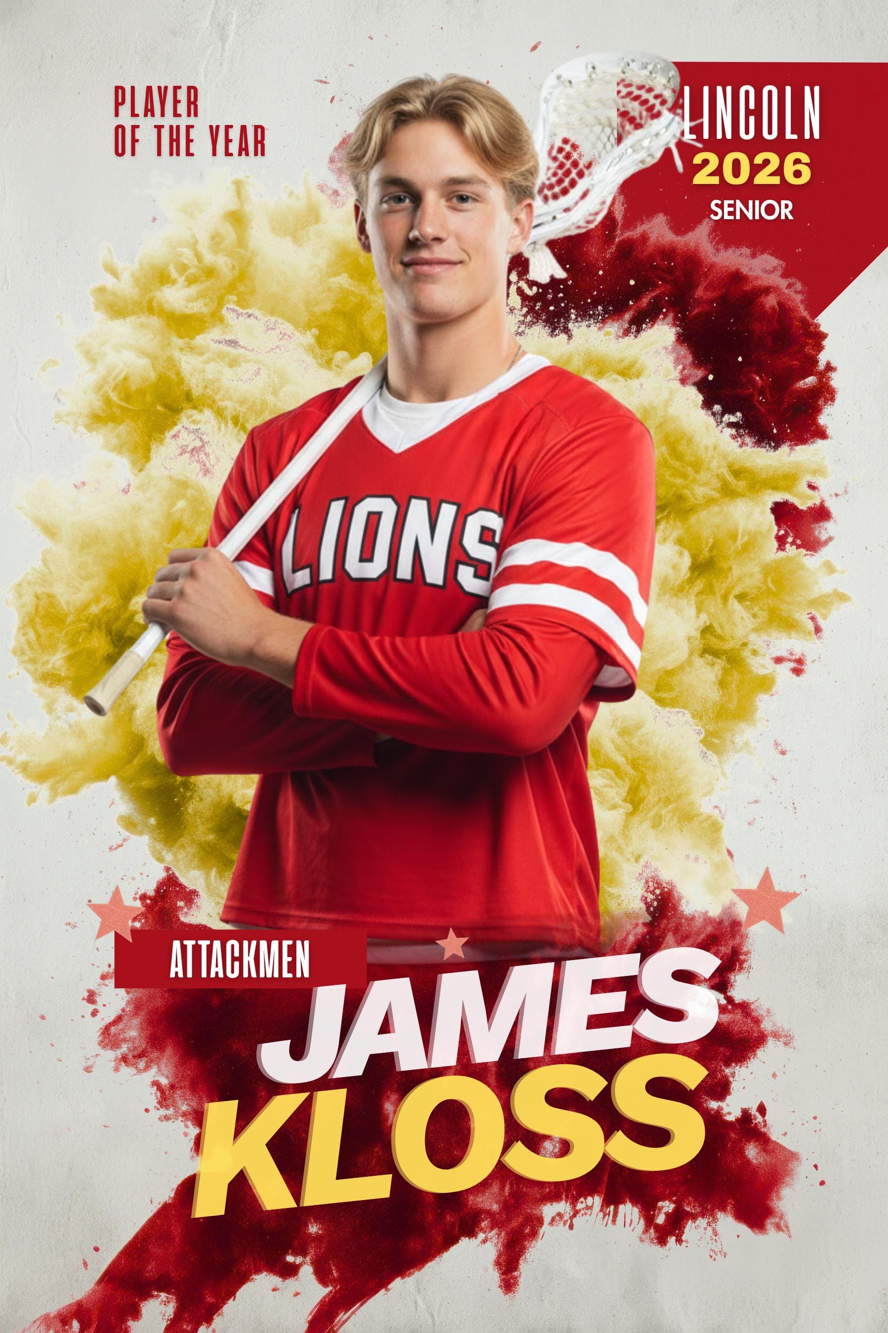Color Burst Lacrosse Poster Template | Editable in Photoshop | 2:3