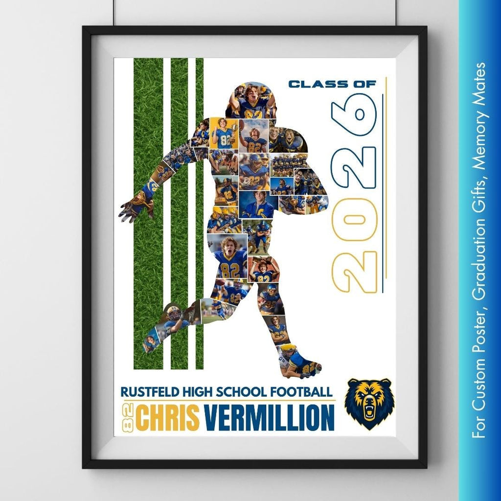 Football Photo Collage Template | Editable in Canva | 4:5 | Silhouette Style