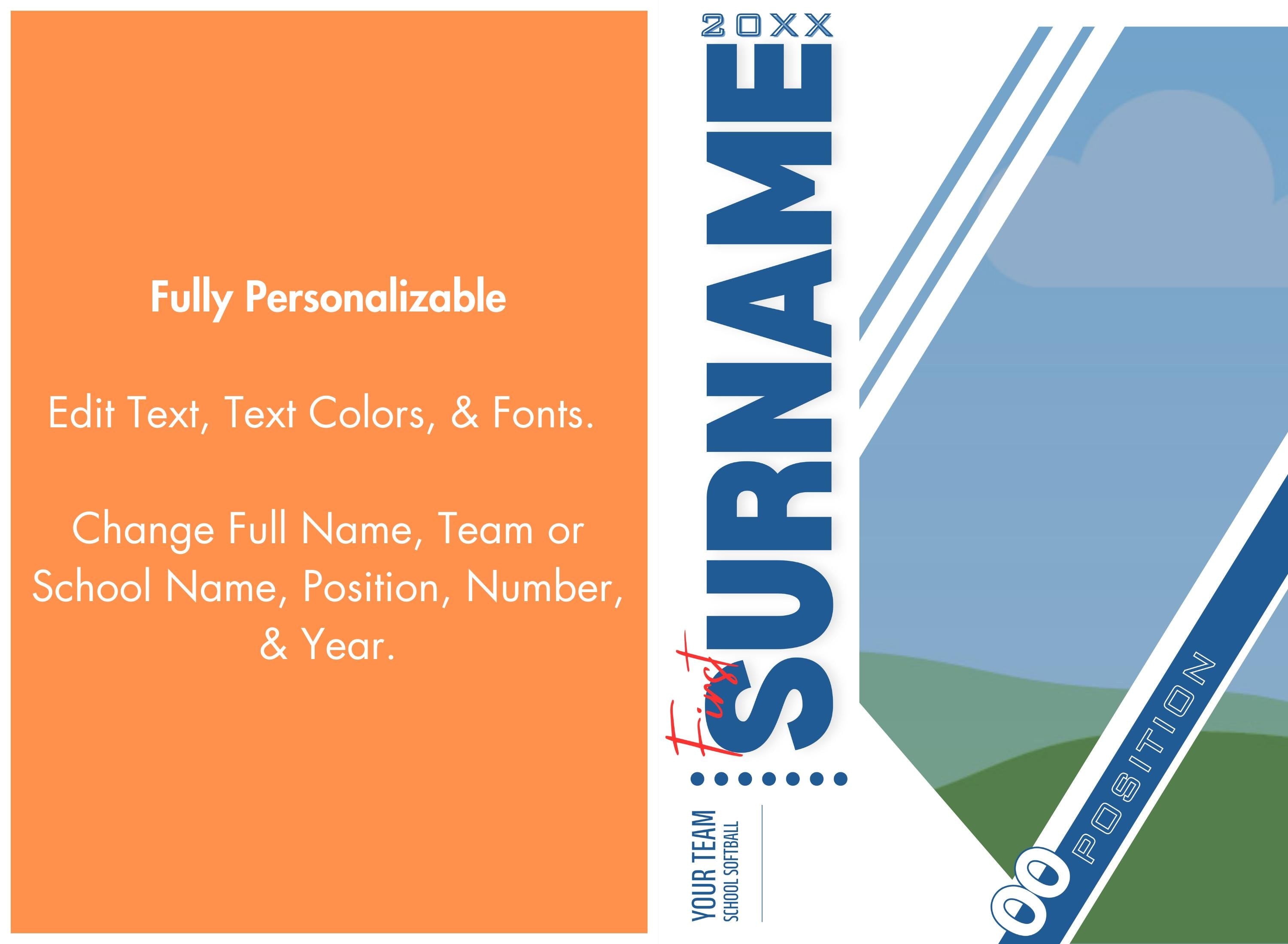 Dual Photo Softball Poster Template | Editable inside of Canva | 2:3