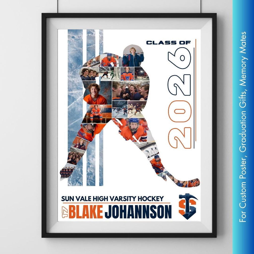 Hockey Photo Collage Template | Editable in Canva | 4:5 | Silhouette Style