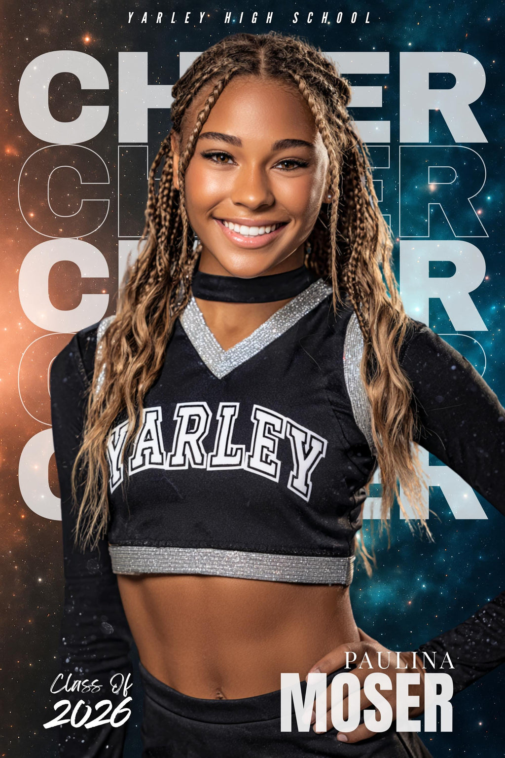 Repeating Text Cheer & Dance Poster Template | Editable in Canva | 2:3