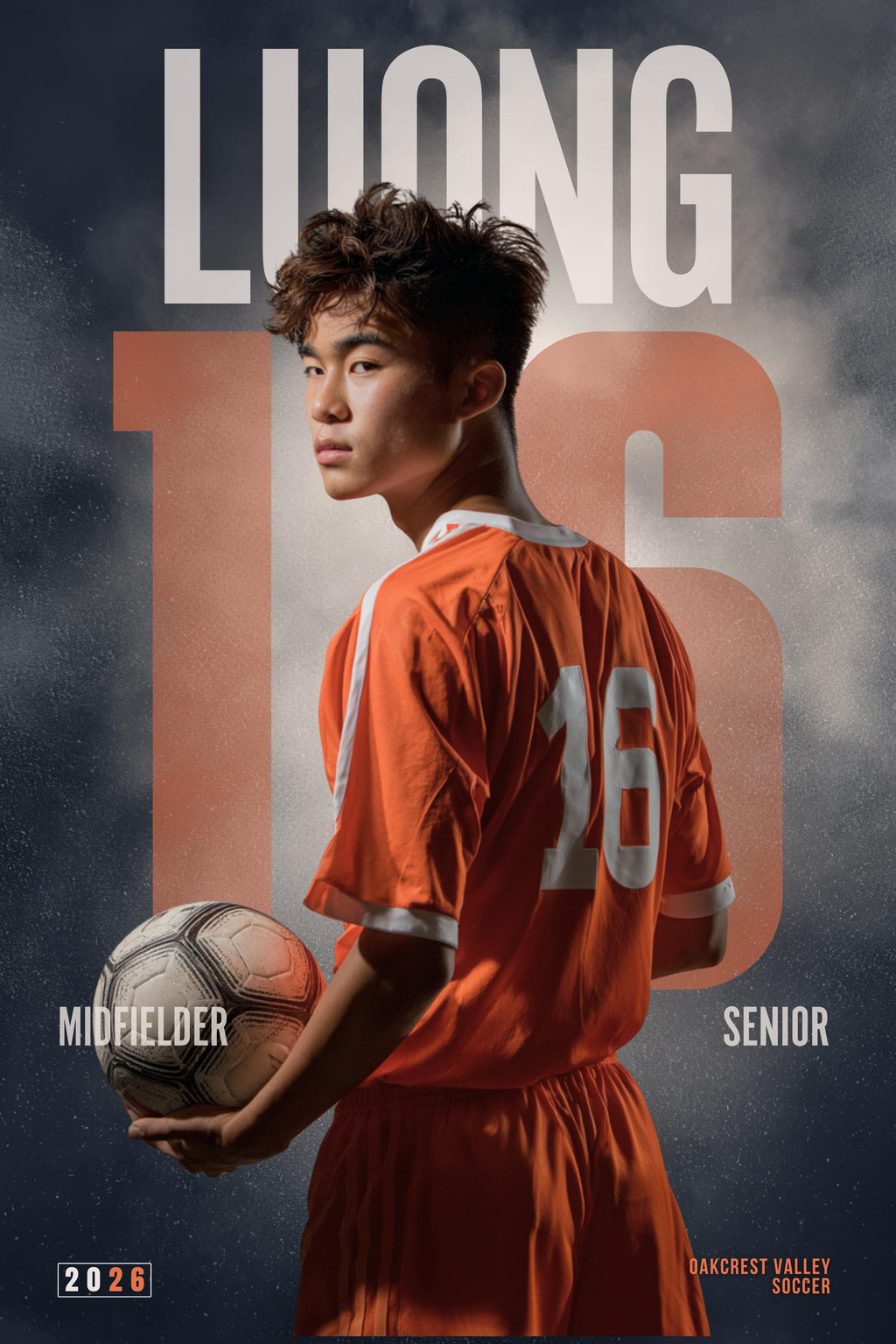 Oversized Number Soccer Poster Template | Editable in Canva | 2:3