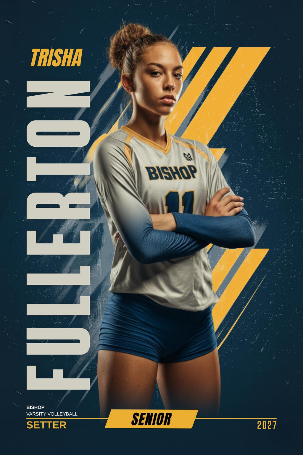 Graphic Stripe Volleyball Poster Template | Editable in Canva | 2:3