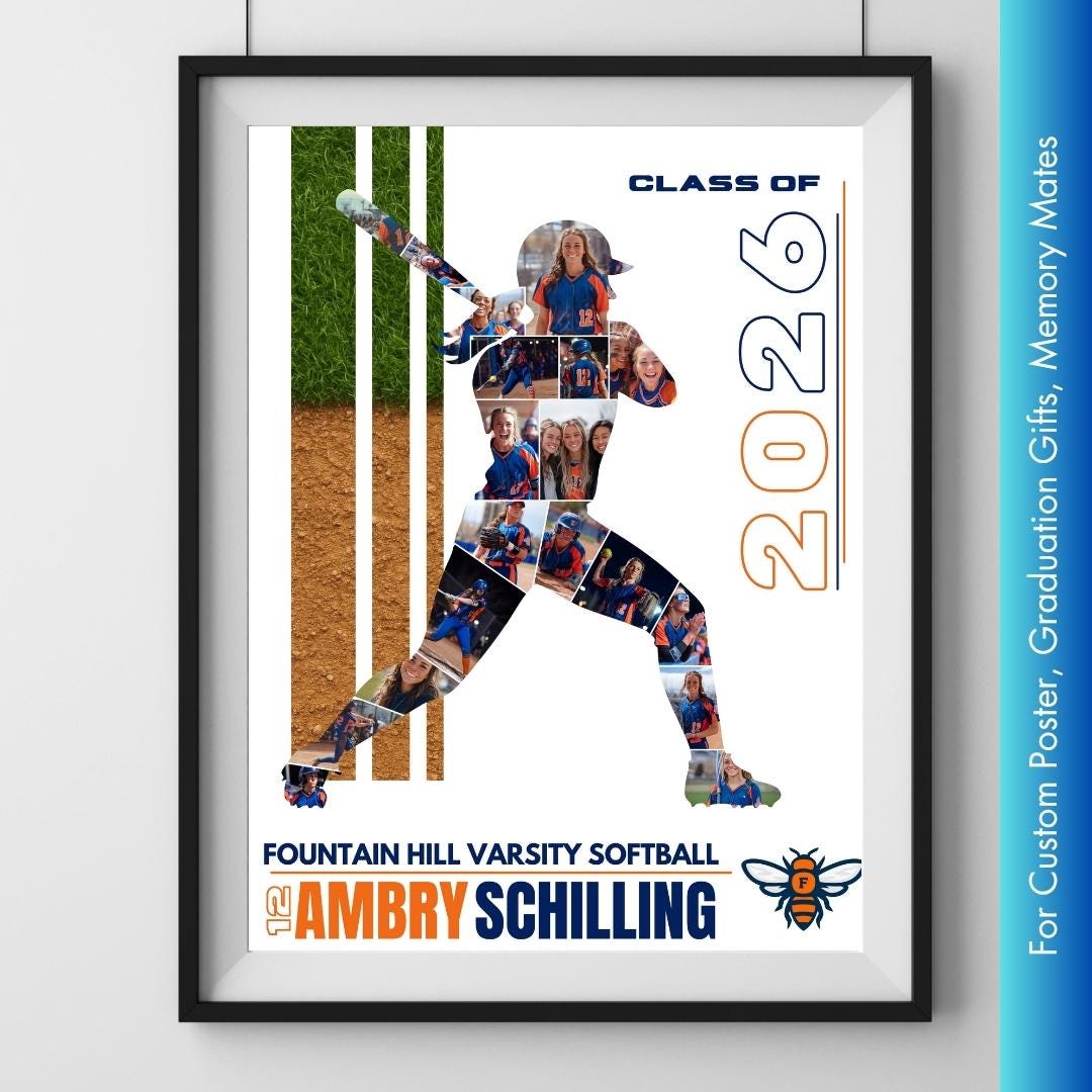 Softball Poster Template | Editable in Canva | 4:5 | Silhouette Style