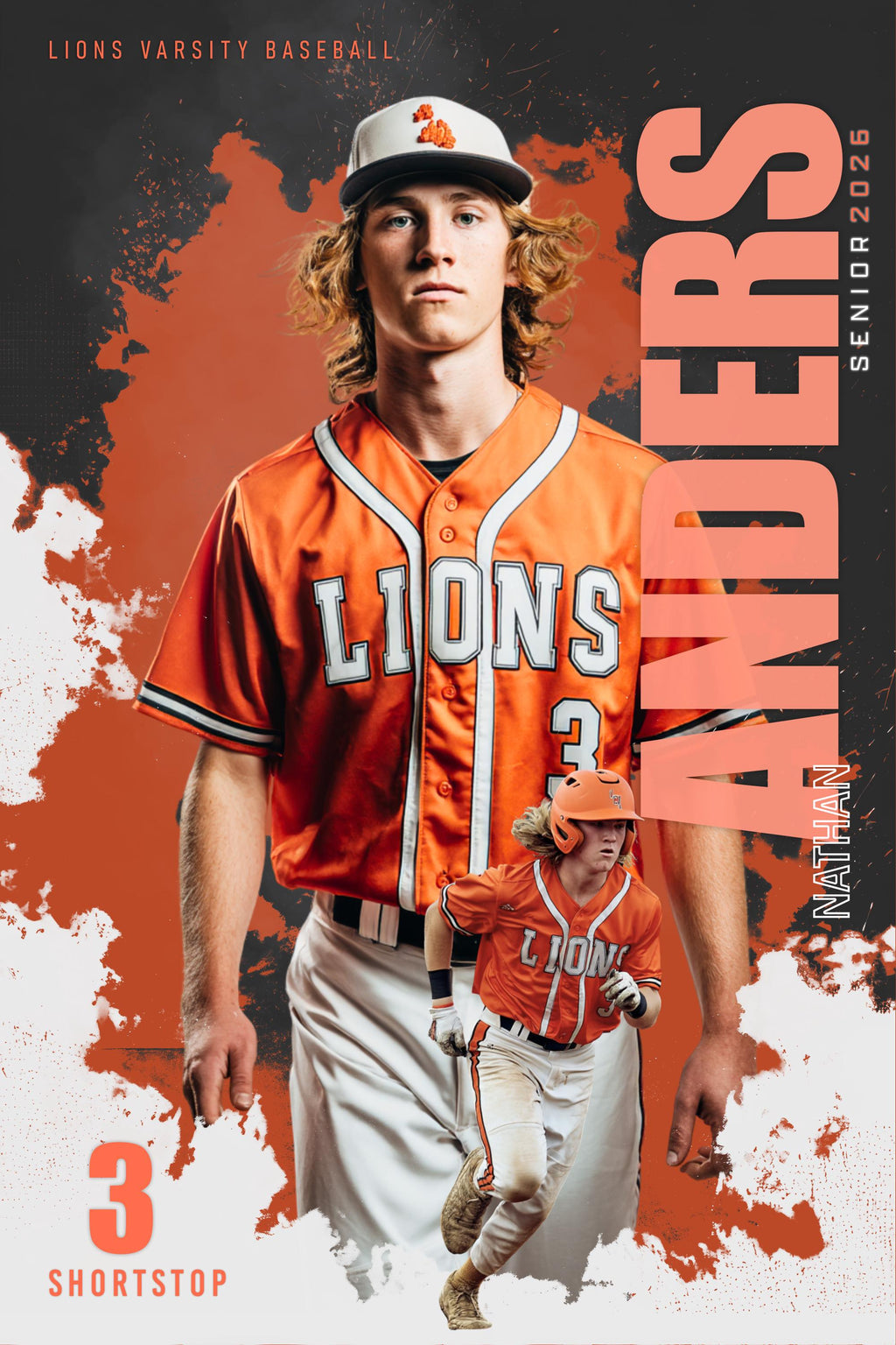 Color Splash Baseball Poster Template | Editable in Photoshop | 2:3