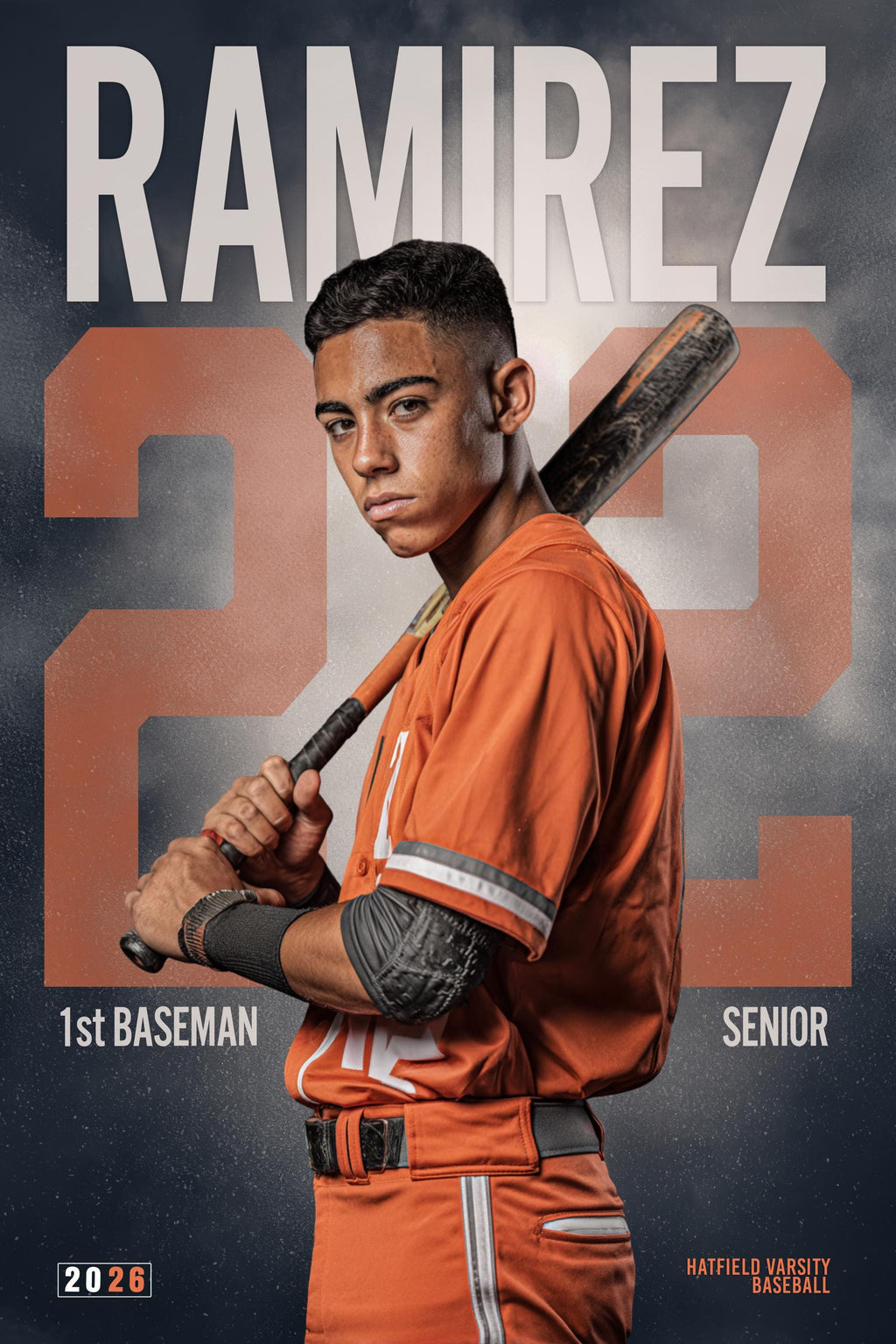 Oversized Number Baseball Poster Template | Editable in Photoshop | 2:3