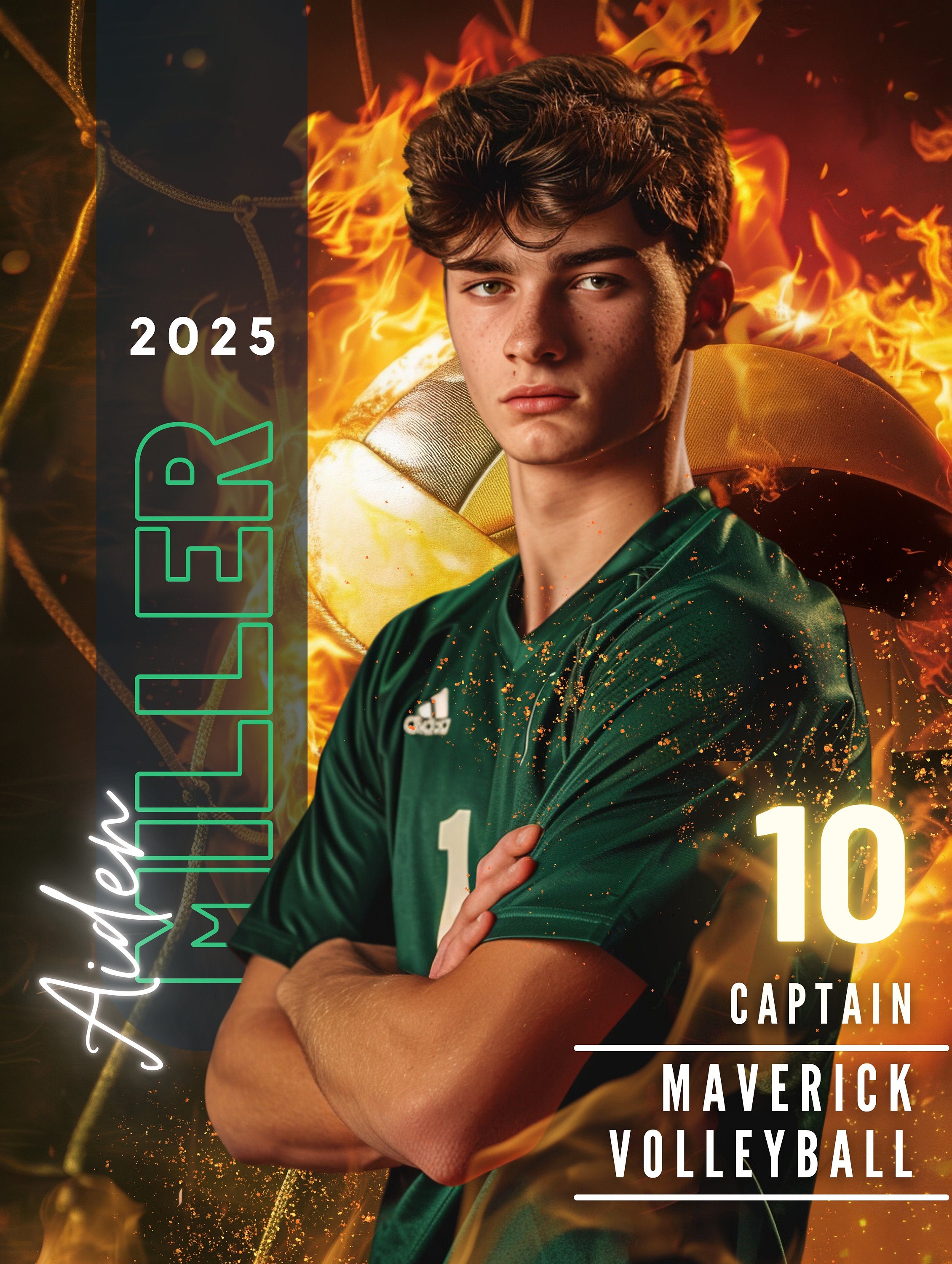 Volleyball Poster Template | Editable in Canva | 3:4 | Custom Banners, Posters, Senior Night, Memorabilia, Card, Player Banner