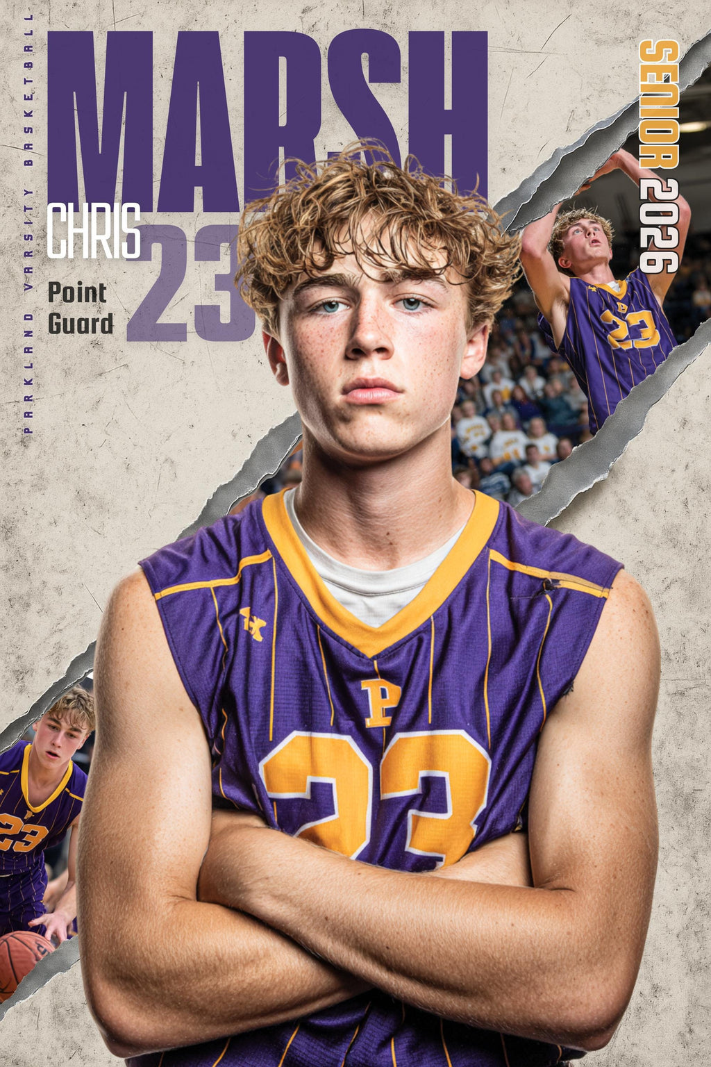 Torn Reveal Basketball Poster Template | Editable in Canva | 2:3