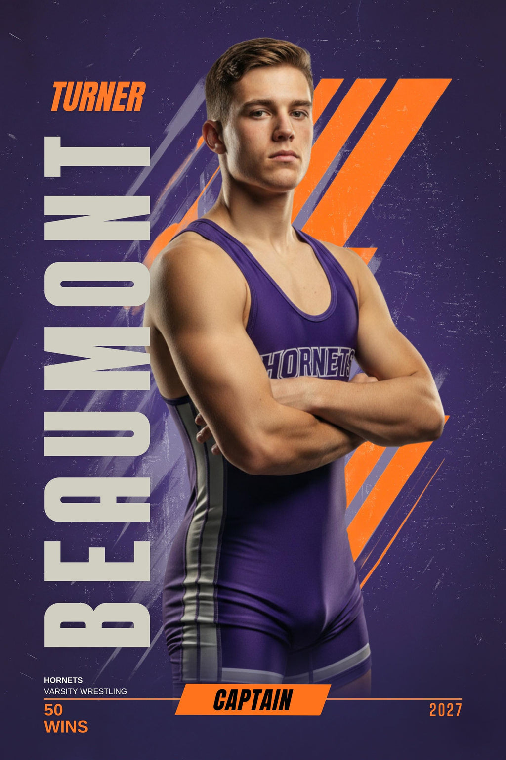 Graphic Stripe Wrestling Poster Template | Editable in Canva | 2:3
