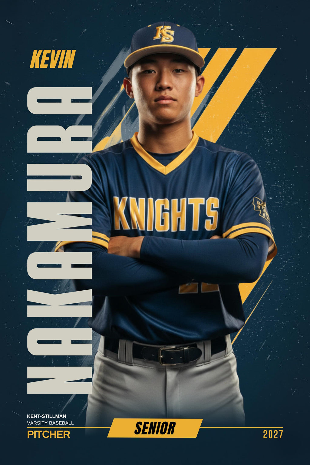 Graphic Stripe Baseball Poster Template | Editable in Canva | 2:3
