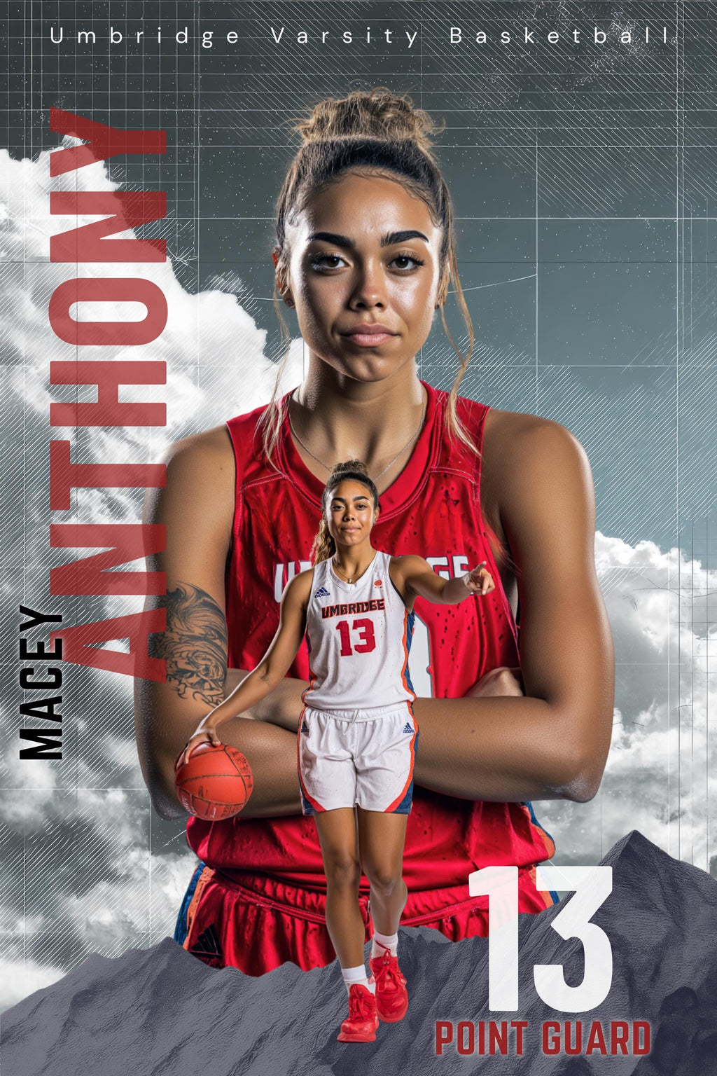 Mountain & Sky Basketball Poster Template | Editable in Canva | 2:3