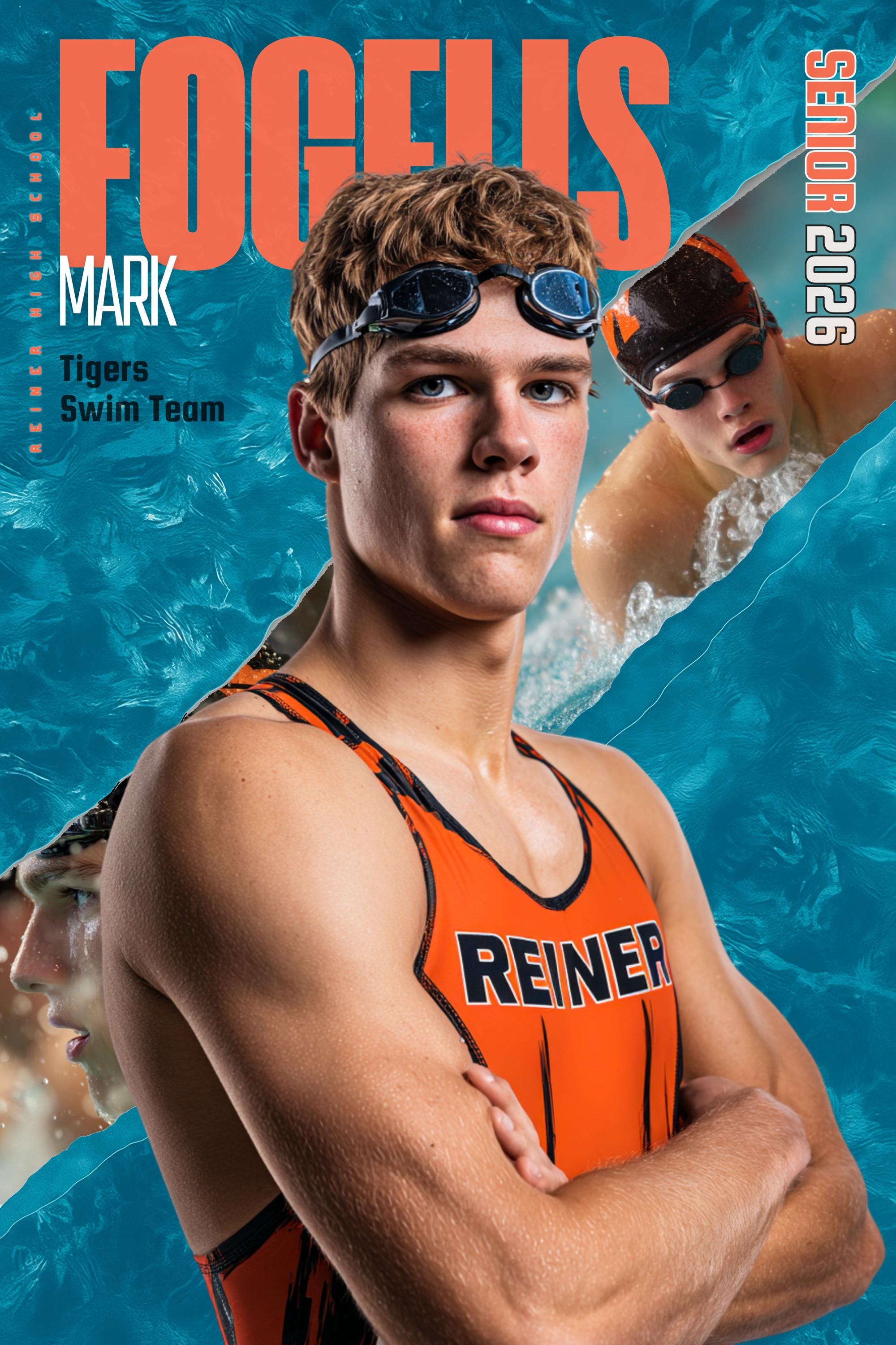 Torn Reveal Swimming Poster Template | Editable in Canva | 2:3