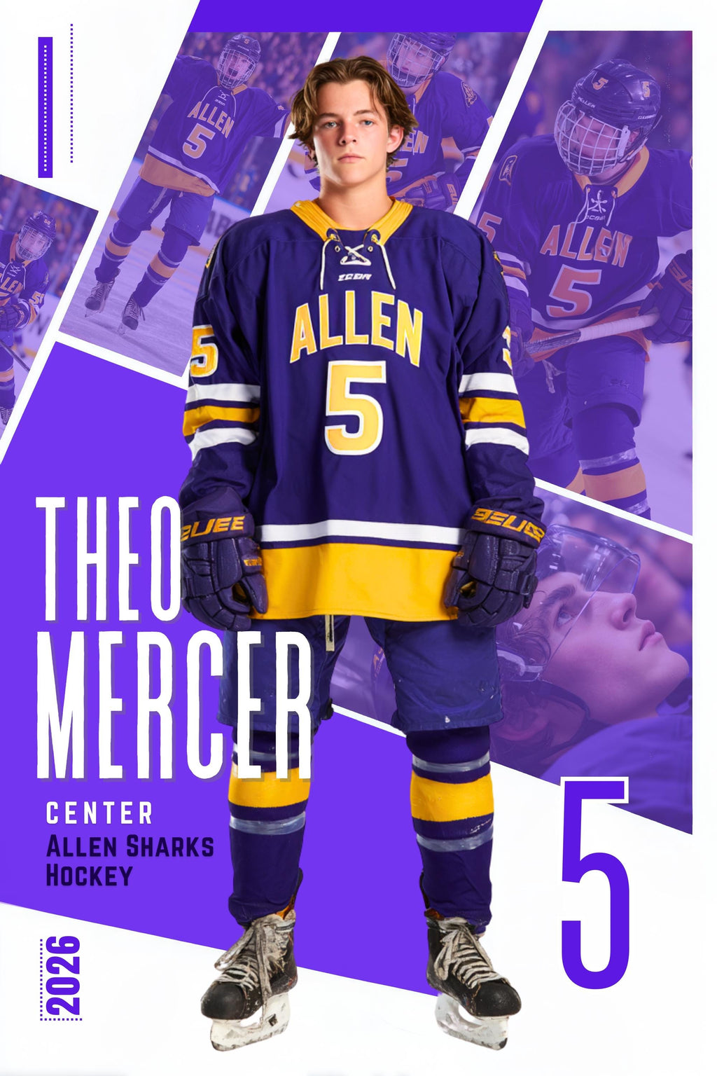 Multi-Photo Collage Hockey Poster Template | Editable in Canva | 2:3