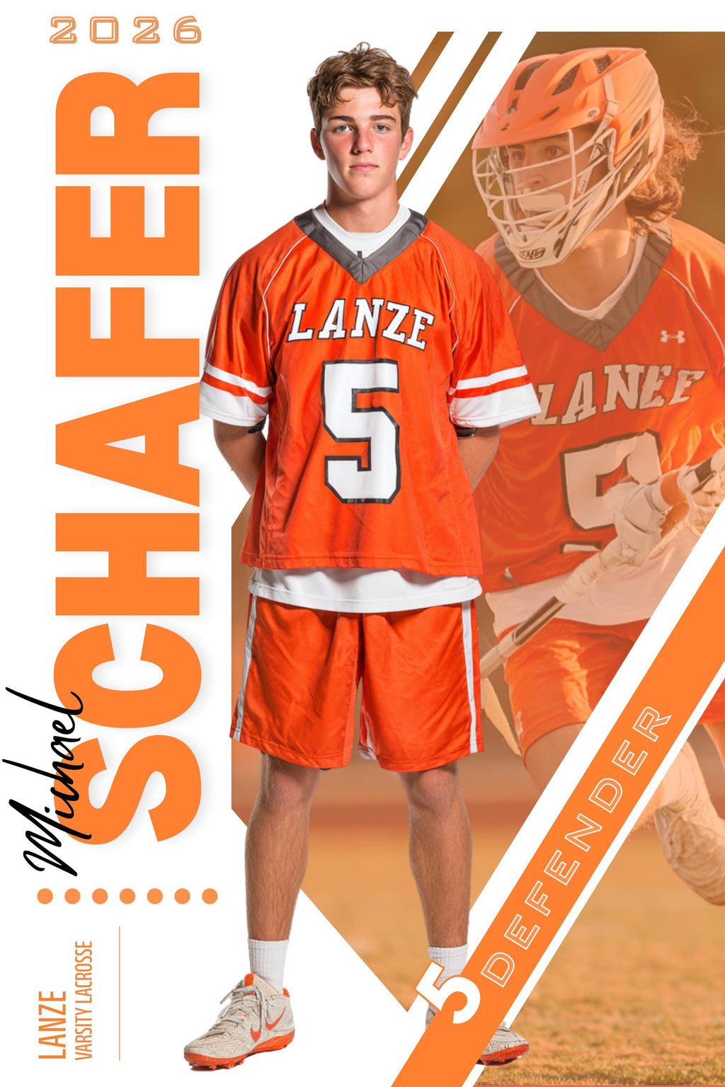 Dual Photo Lacrosse Poster Template | Editable in Canva | 2:3