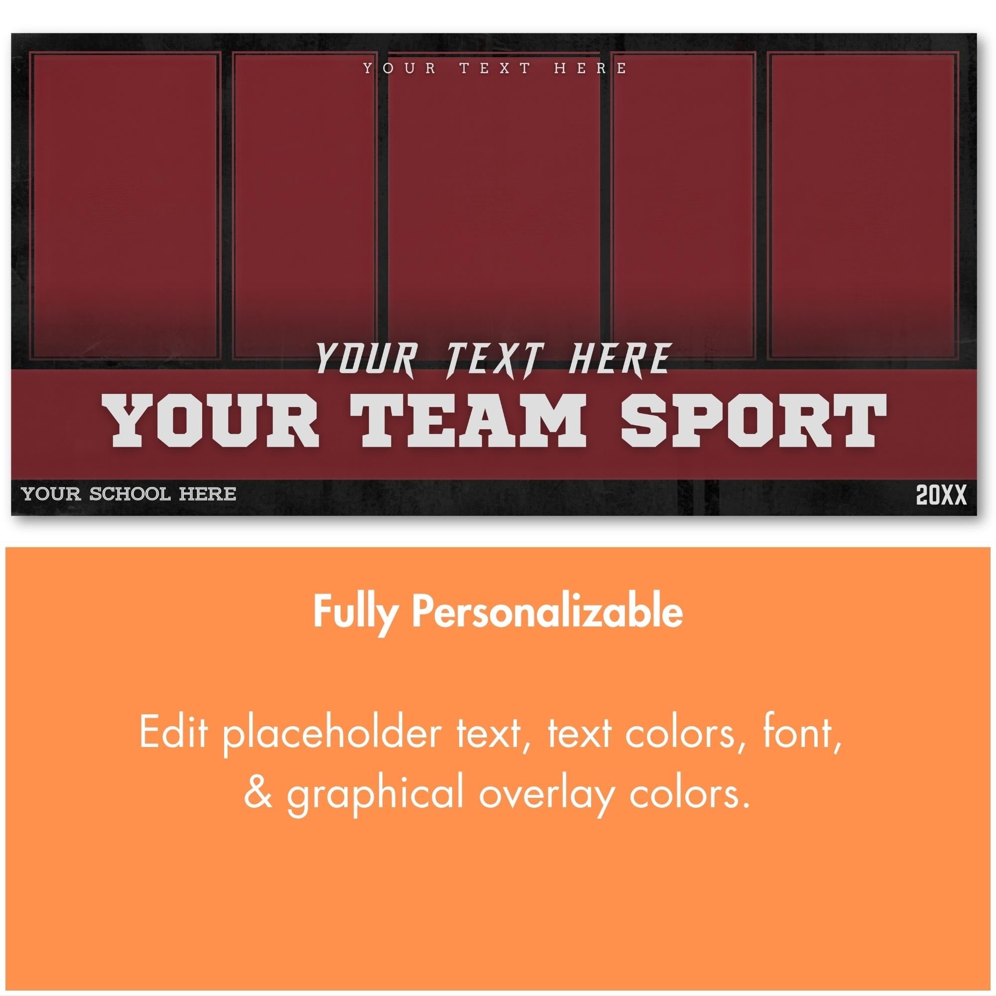Colored Panels All Sports Team Banner Template | Editable in Canva | 2:1