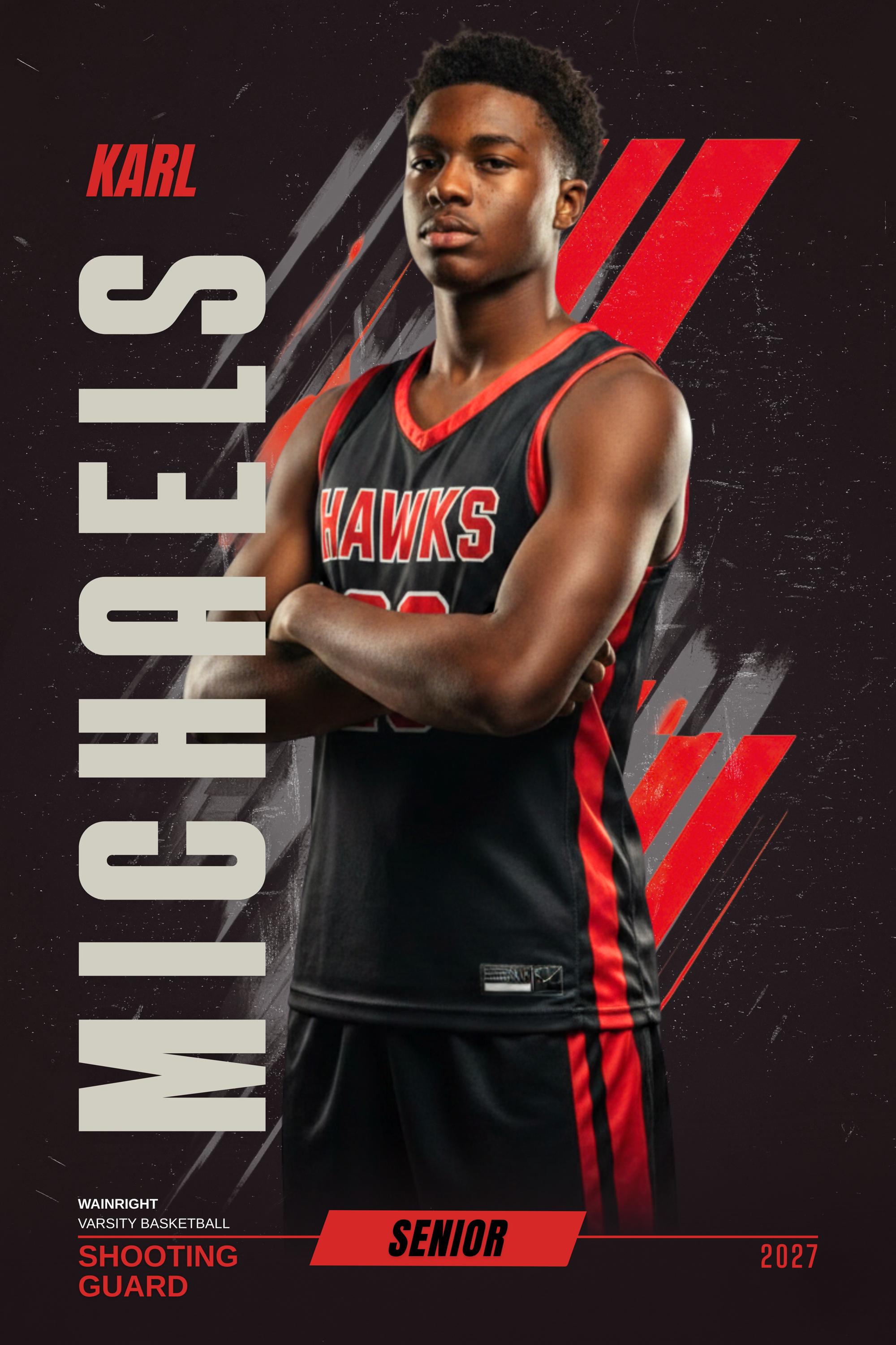 Graphic Stripe Basketball Poster Template | Editable in Canva | 2:3