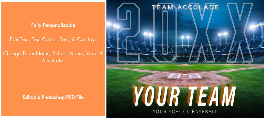 Stadium Lights Baseball Team Poster Template | Editable in Photoshop | 4:3