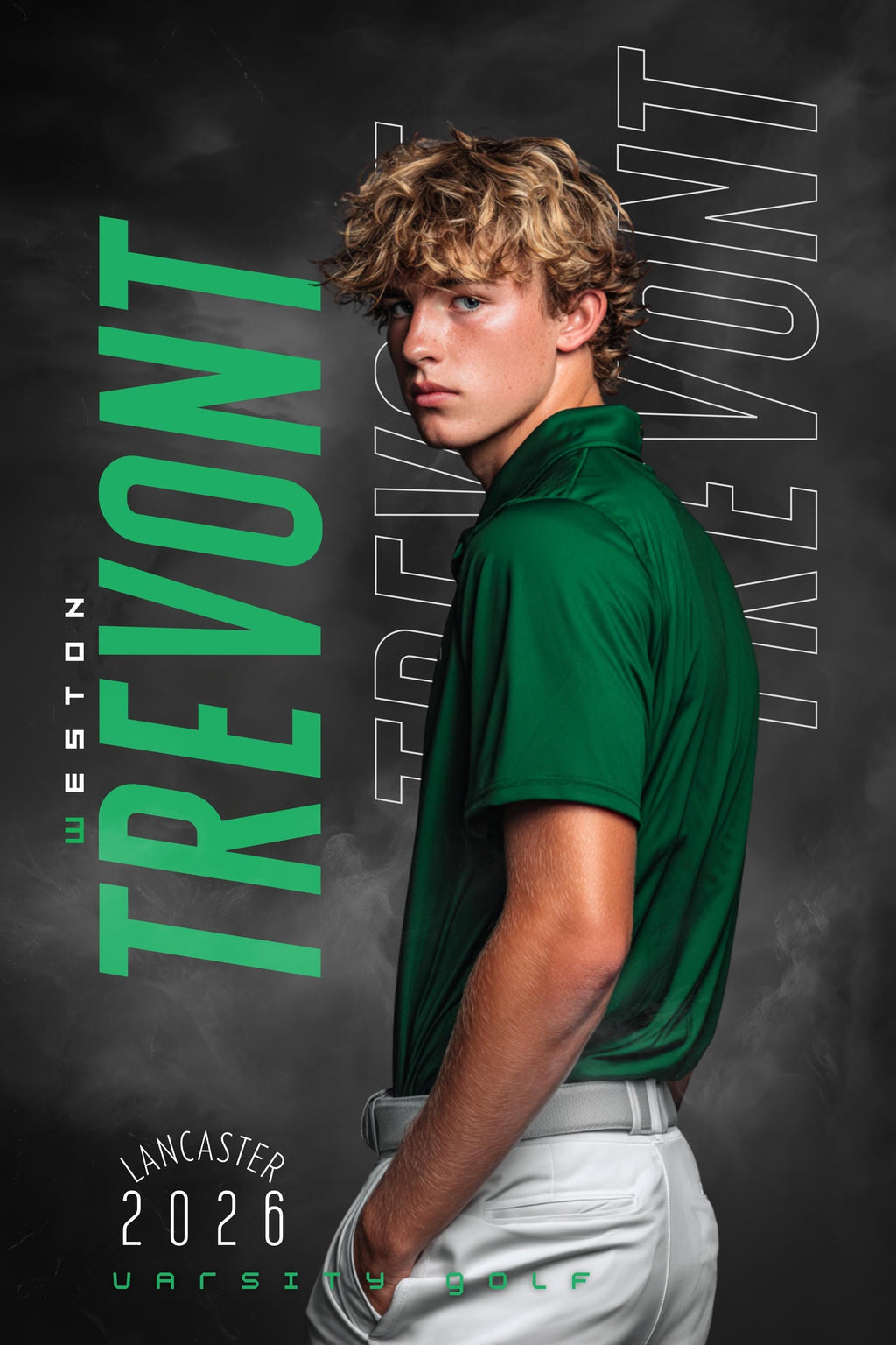 Repeating Name Golf Poster Template | Editable in Canva | 2:3
