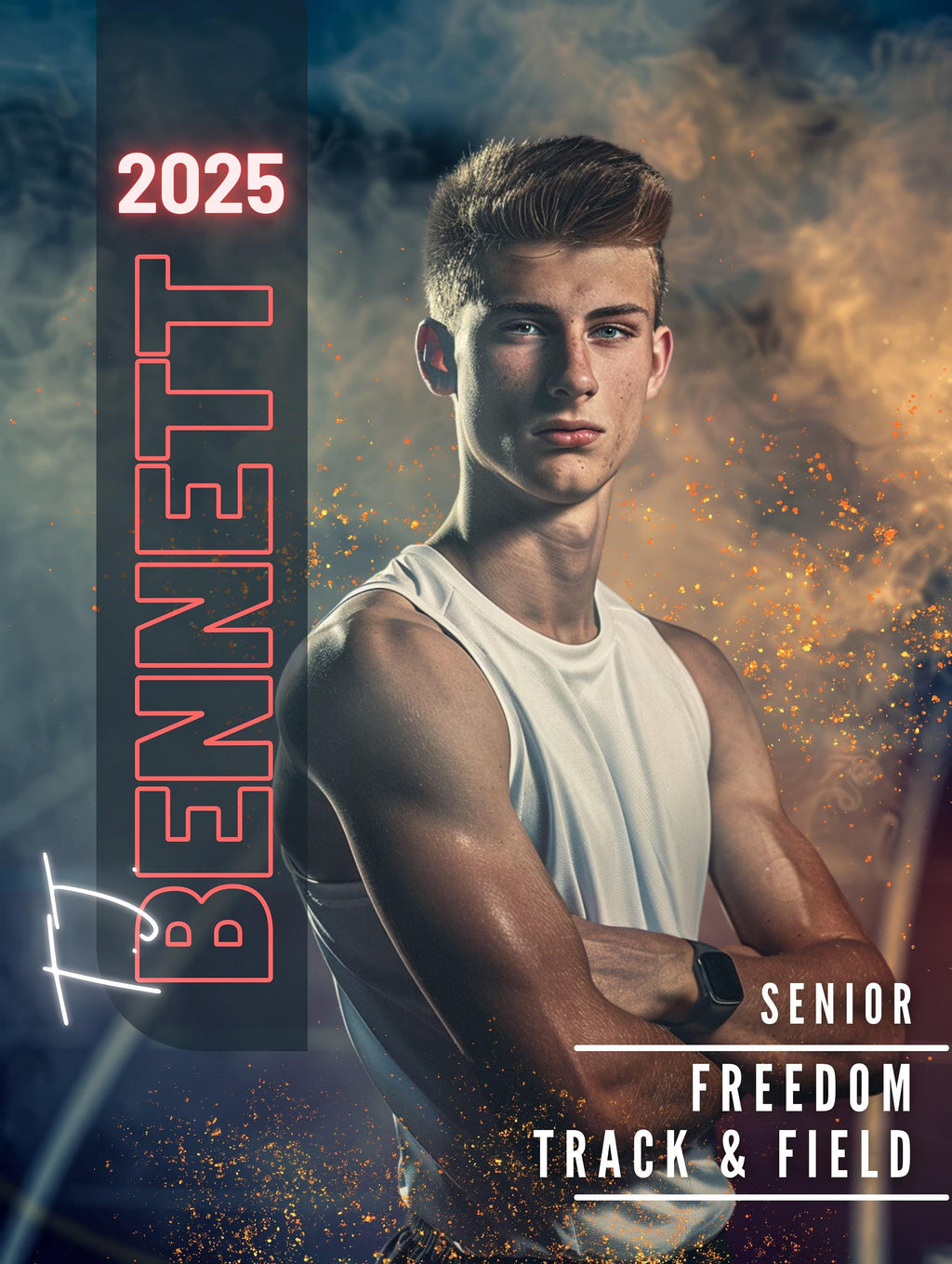 Smoke & Embers Track & Field Poster Template | Editable in Photoshop | 3:4