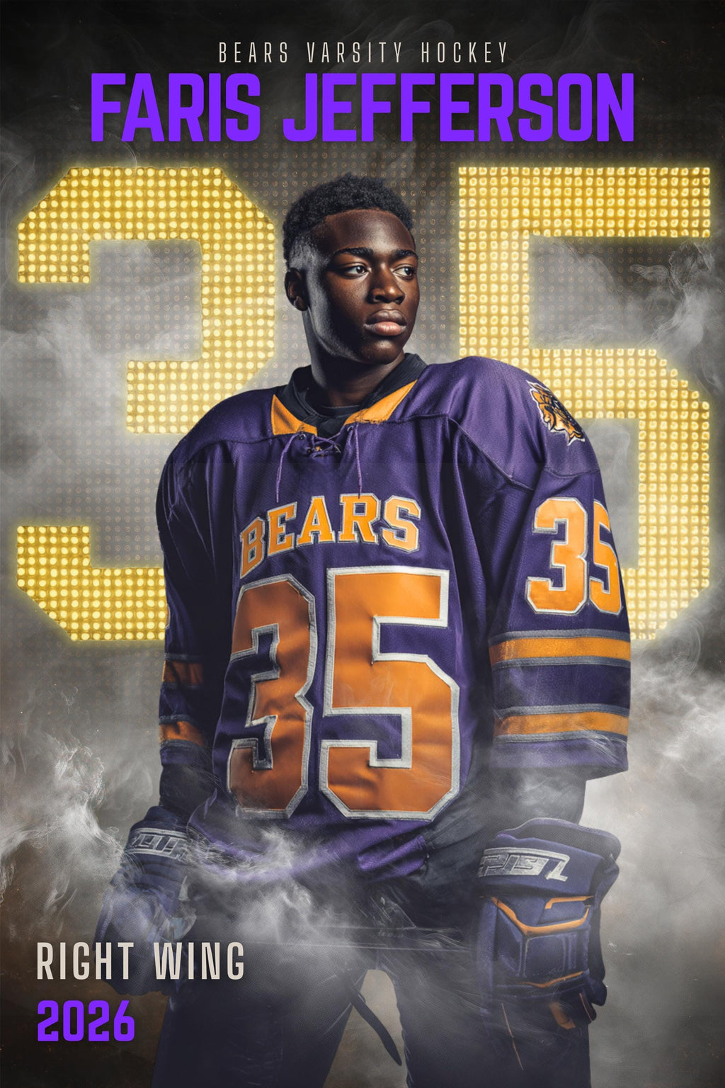 Scoreboard Numbers Hockey Poster Template | Editable in Canva | 2:3