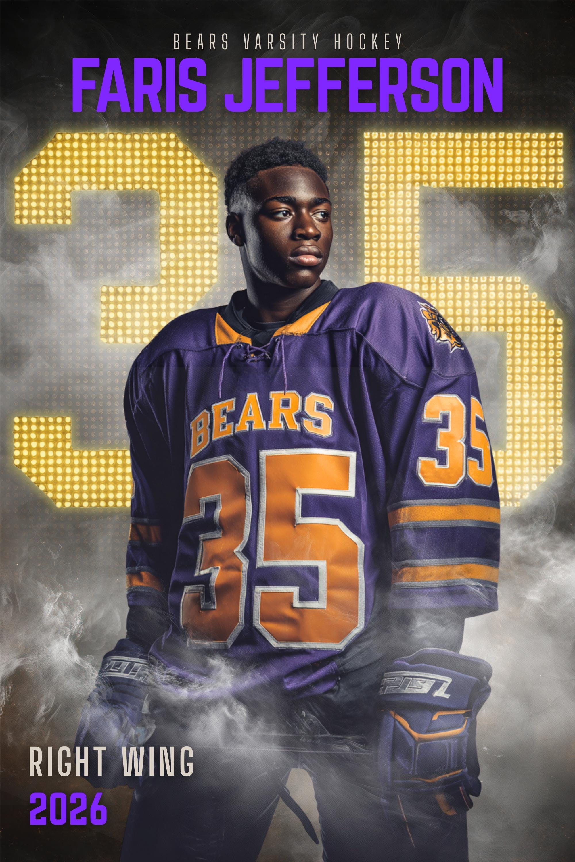 Scoreboard Numbers Hockey Poster Template | Editable in Canva | 2:3