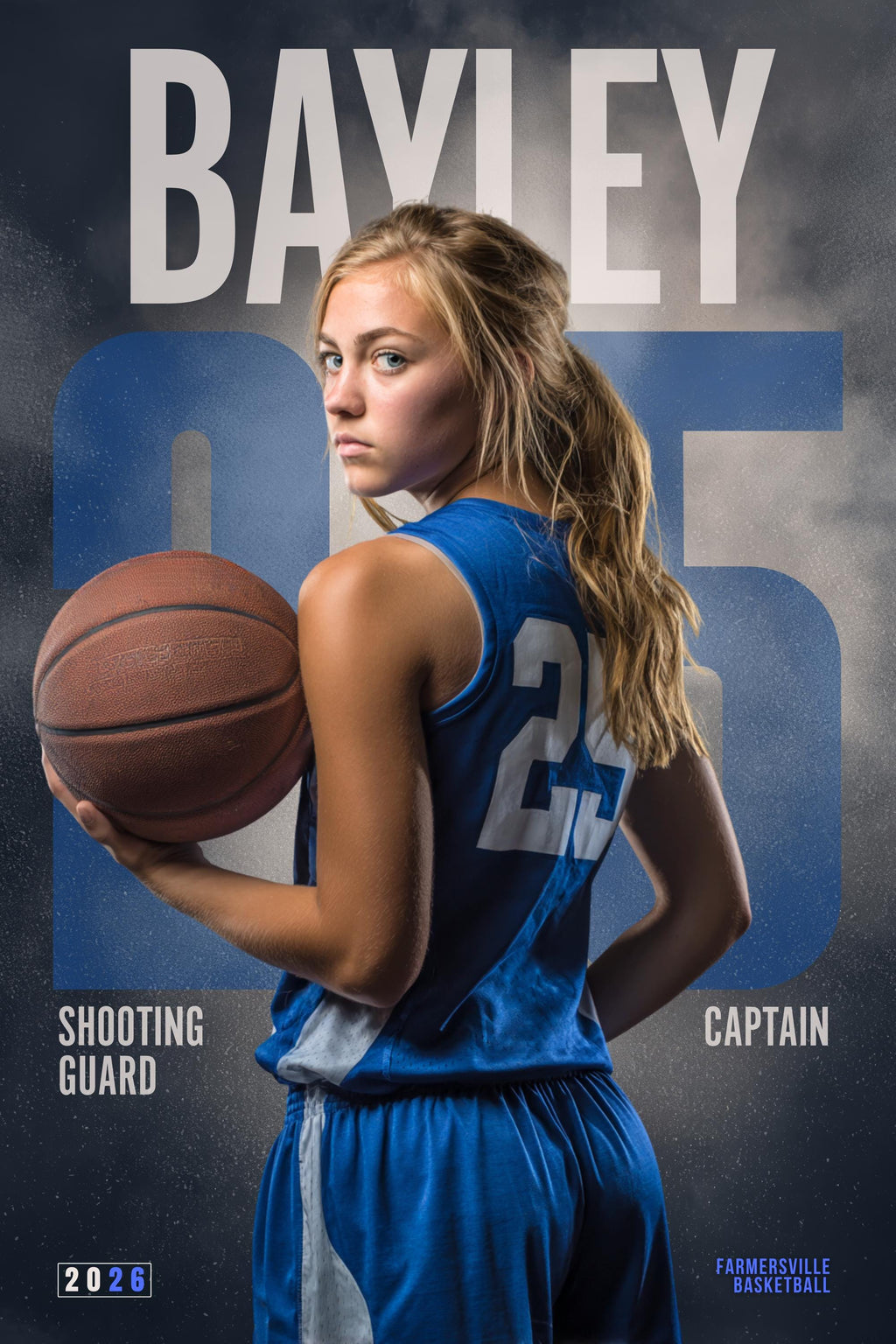 Oversized Number Basketball Poster Template | Editable in Canva | 2:3