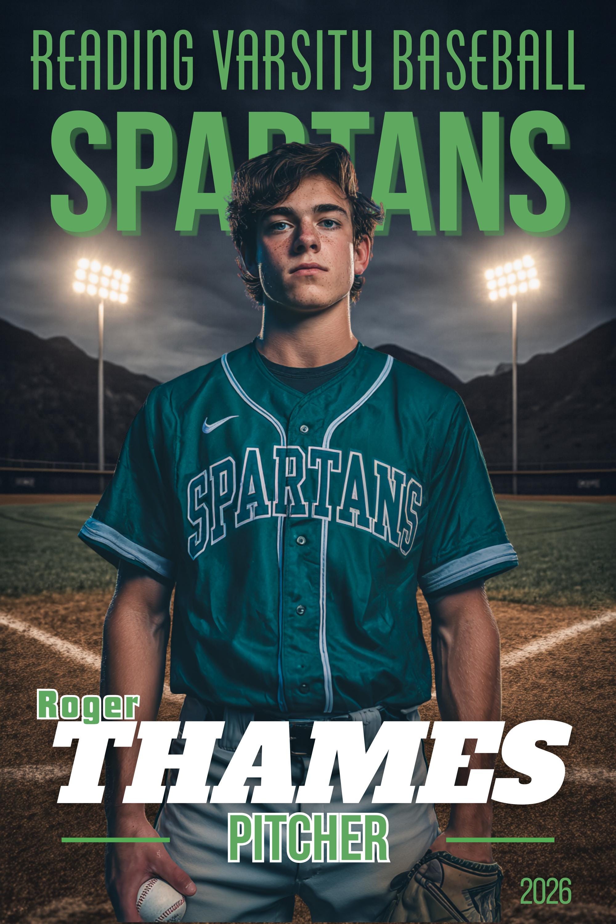 Field & Lights Baseball Player Poster Template | Editable in Canva | 2:3