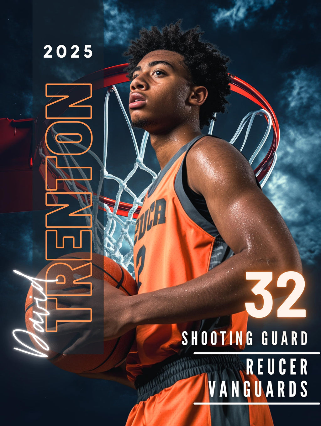 Stormy Hoop Basketball Poster Template | Editable in Canva | 3:4