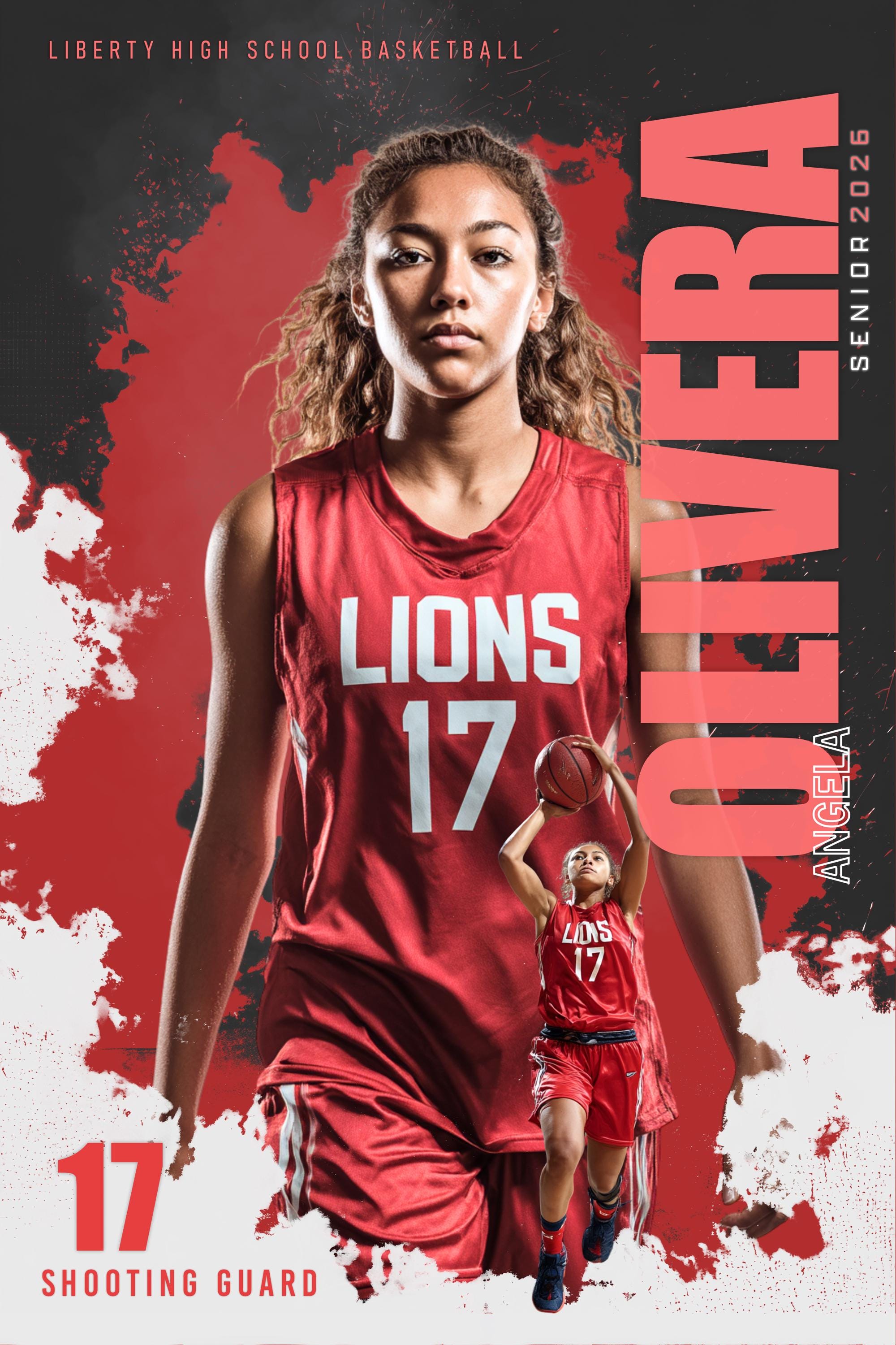 Color Splash Basketball Poster Template | Editable in Photoshop | 2:3