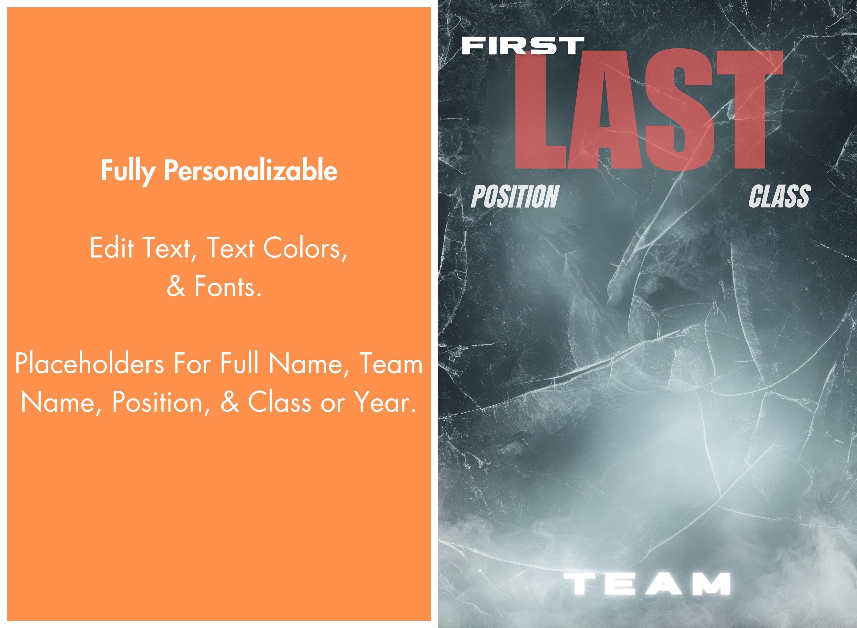 Ice Texture Hockey Poster Template | Editable in Canva | 2:3