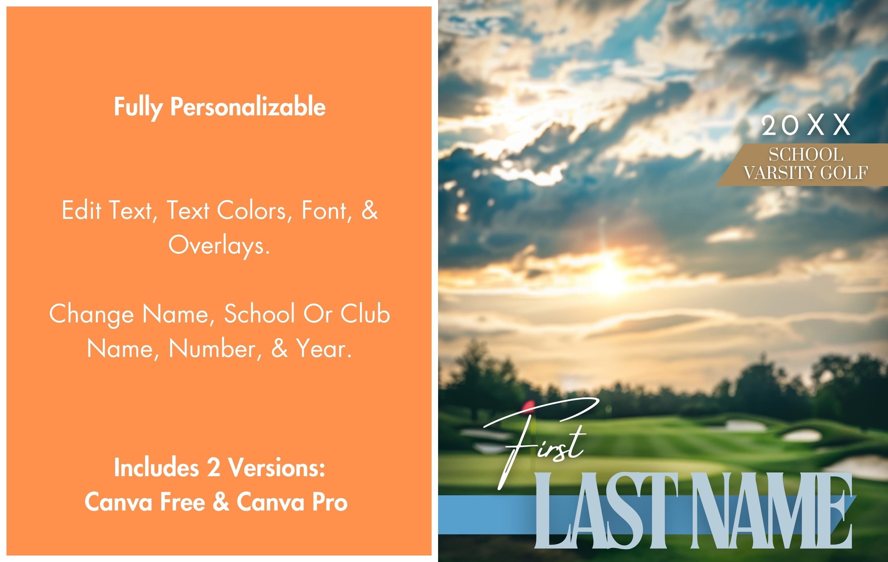 Gold Course Golfer Poster Template | Editable in Canva | 2:3