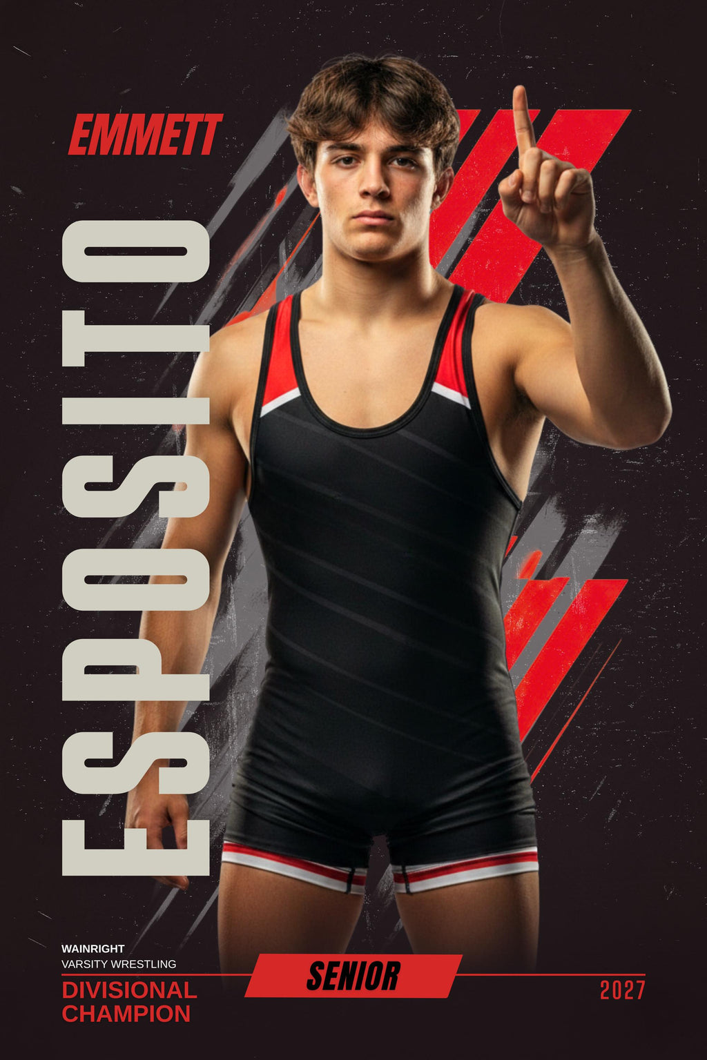 Graphic Stripe Wrestling Poster Template | Editable in Canva | 2:3