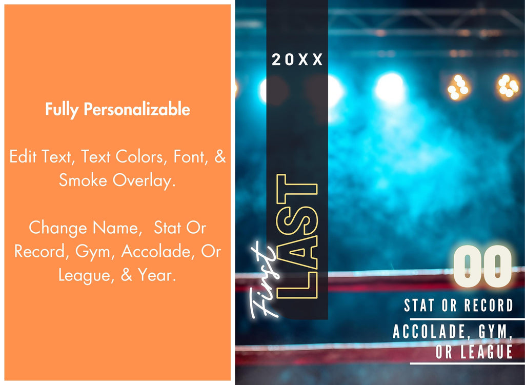 Showtime Lights Boxing Poster Template | Editable in Canva | 3:4