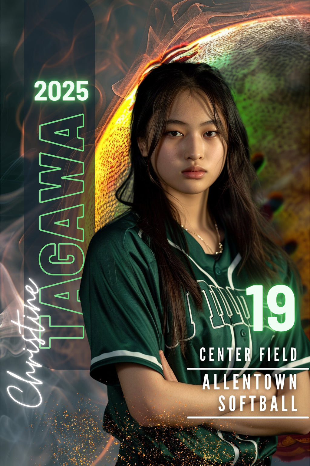 Fiery Softball Poster Template | Editable in Canva | 2:3