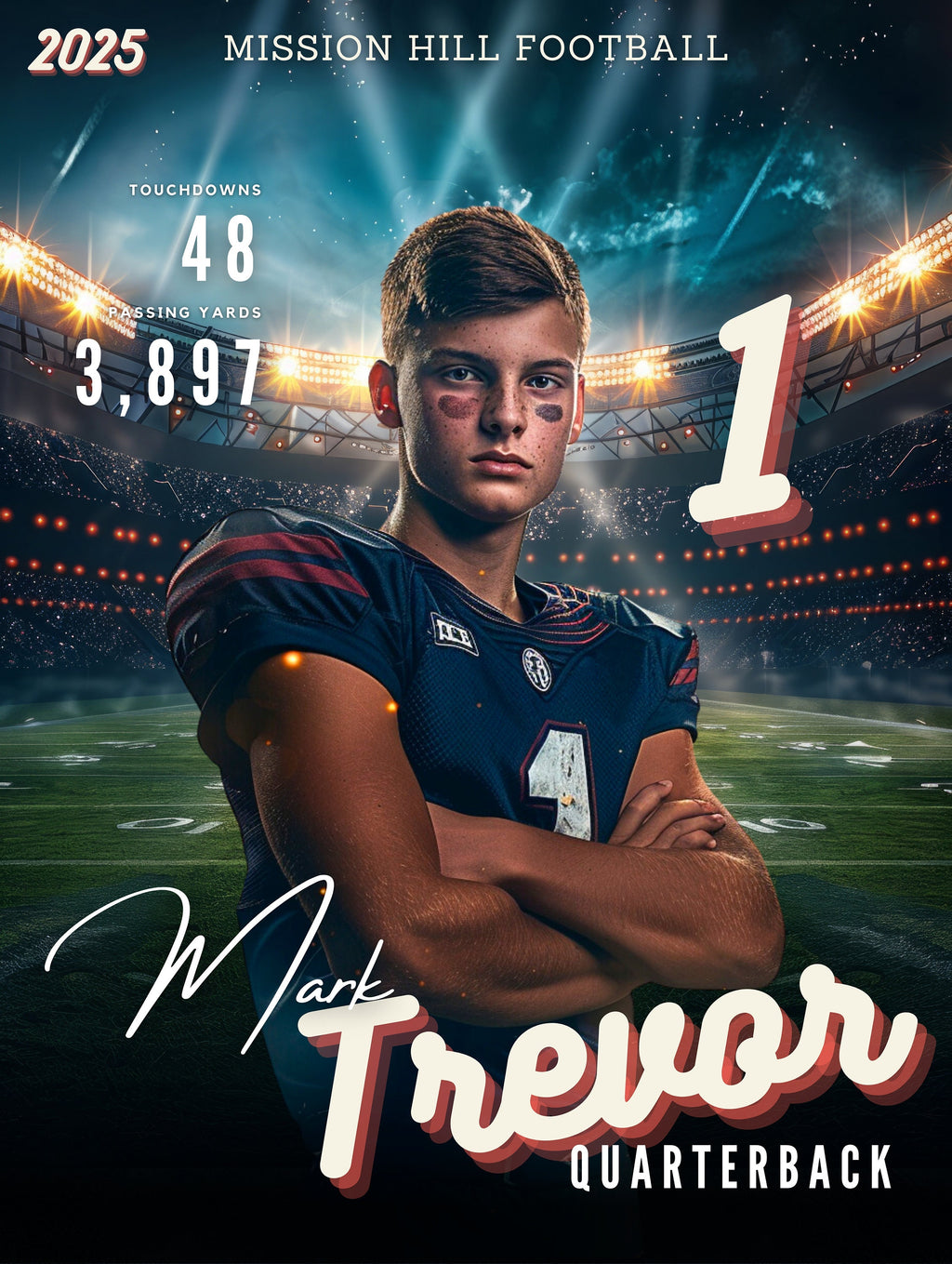Gameday Football Poster Template | Editable in Canva | 3:4